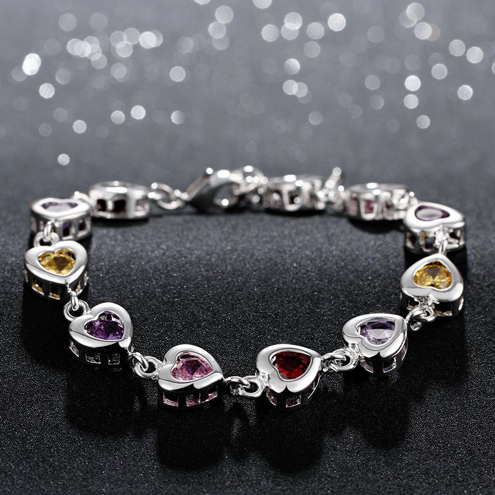 Rainbow Heart CZ Bracelet