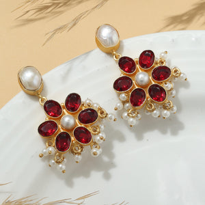 Red Pearl Drop Earrings Red Pearl Drop Earrings