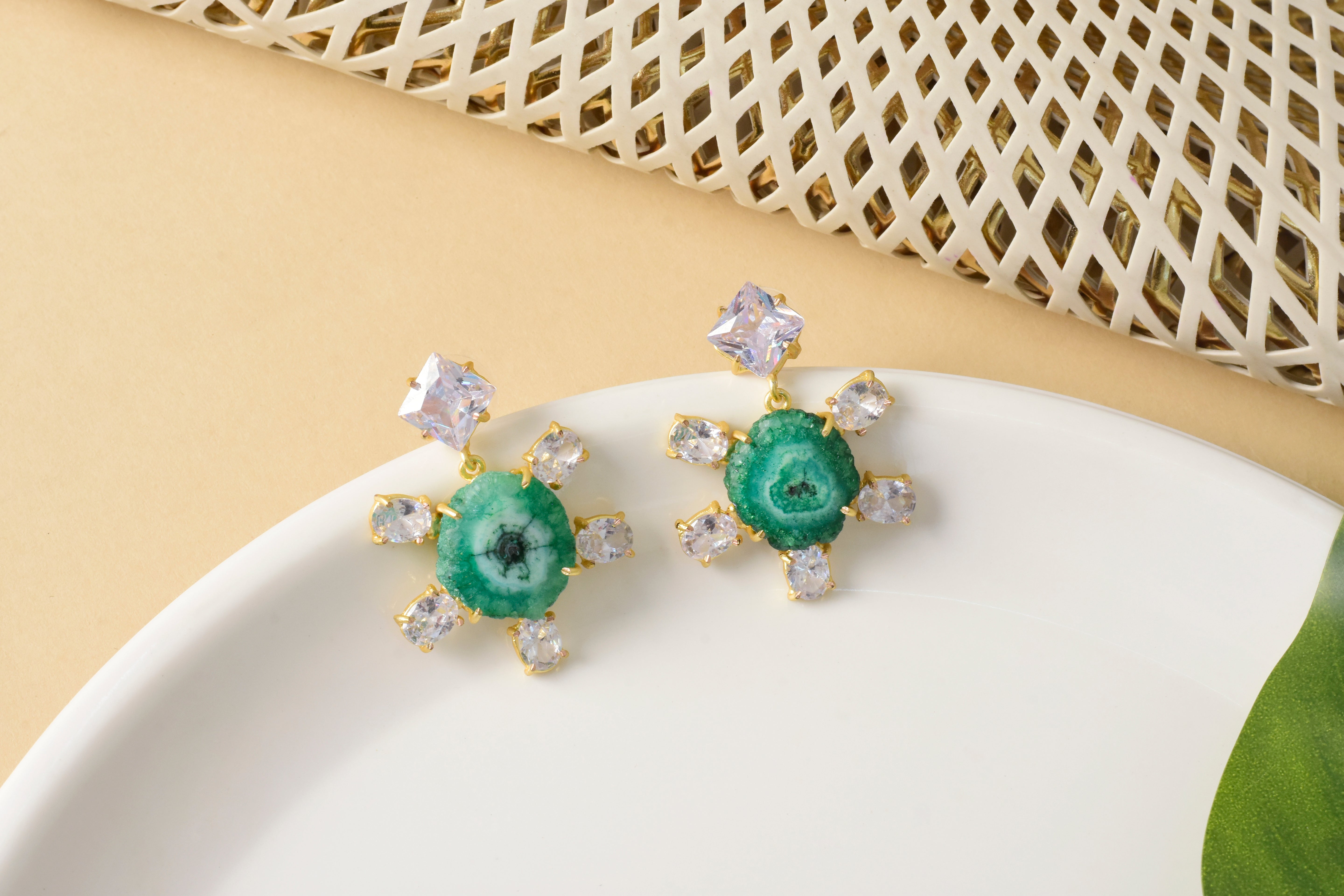 Emerald Slice Statement Earrings