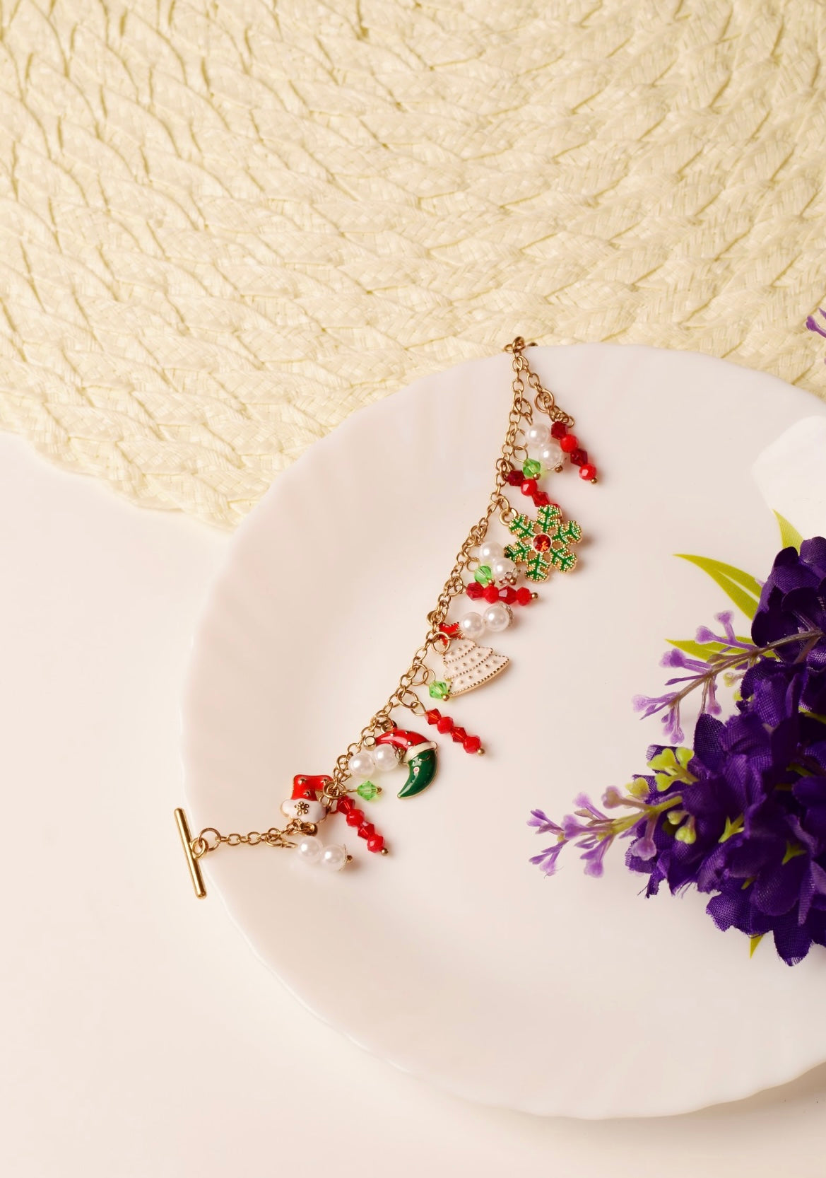 Christmas Cheer Gold Charm Bracele
