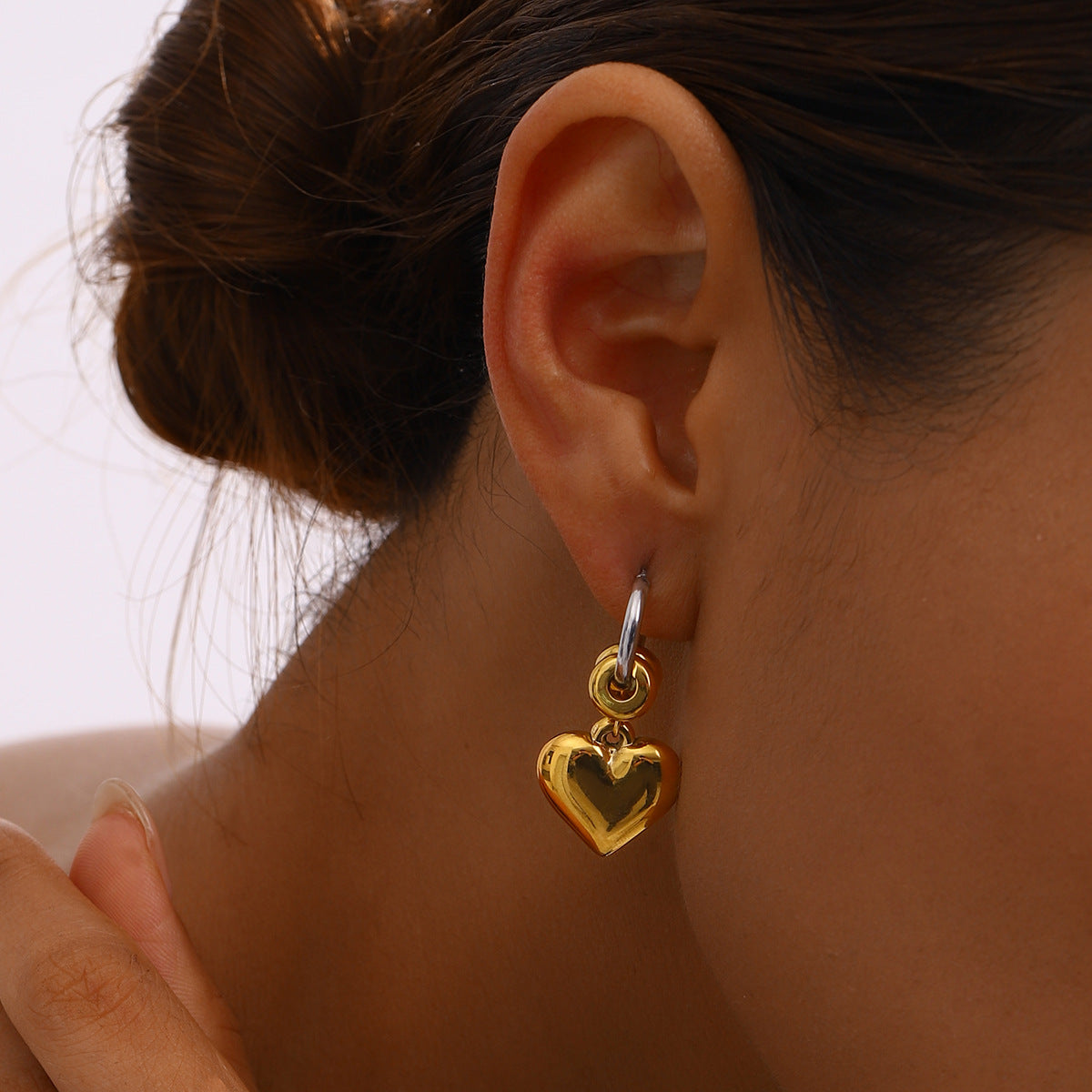 Dual Heart Chain Drop Earrings