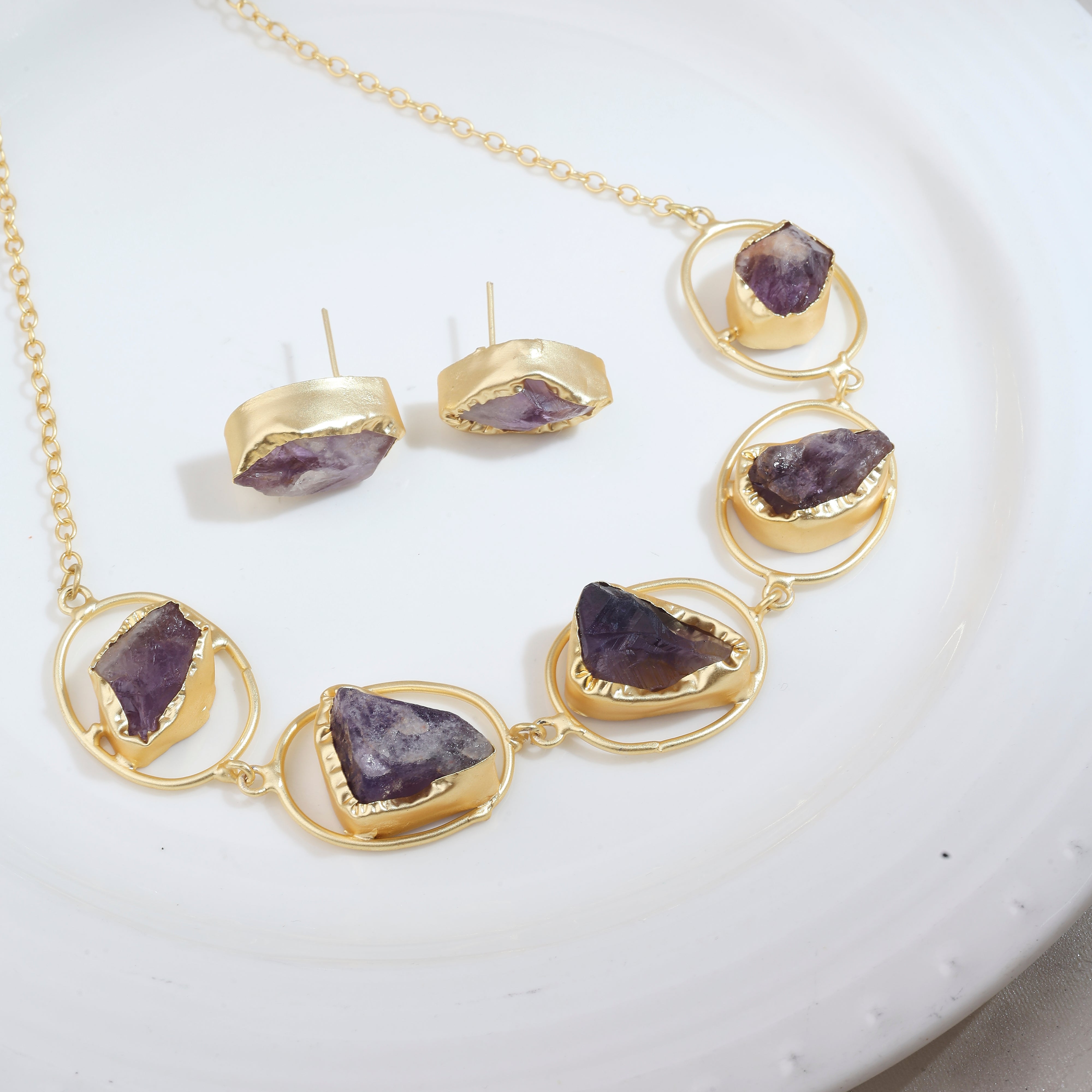 Regal Amethyst Necklace Set