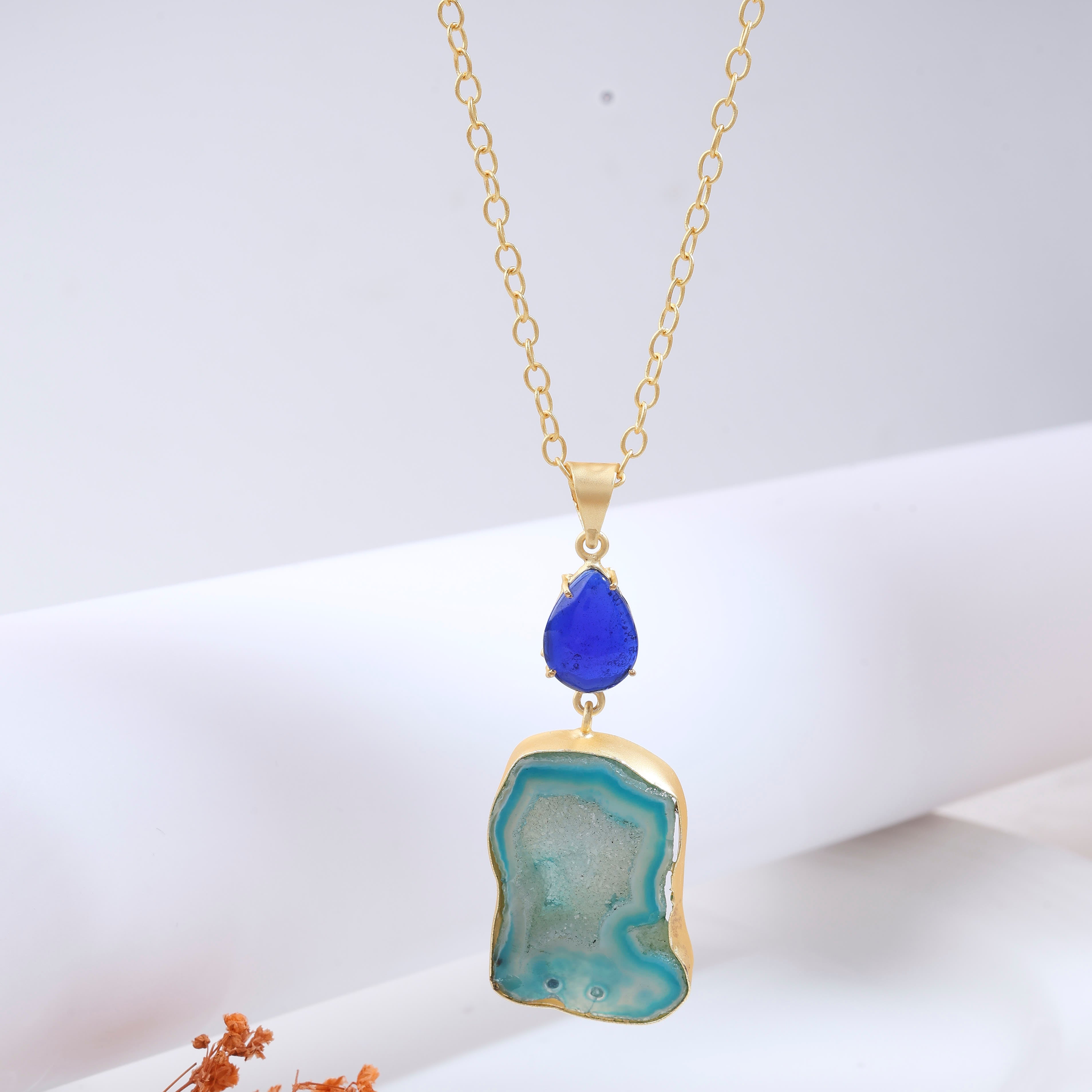 Blue Glow Druzy Necklace
