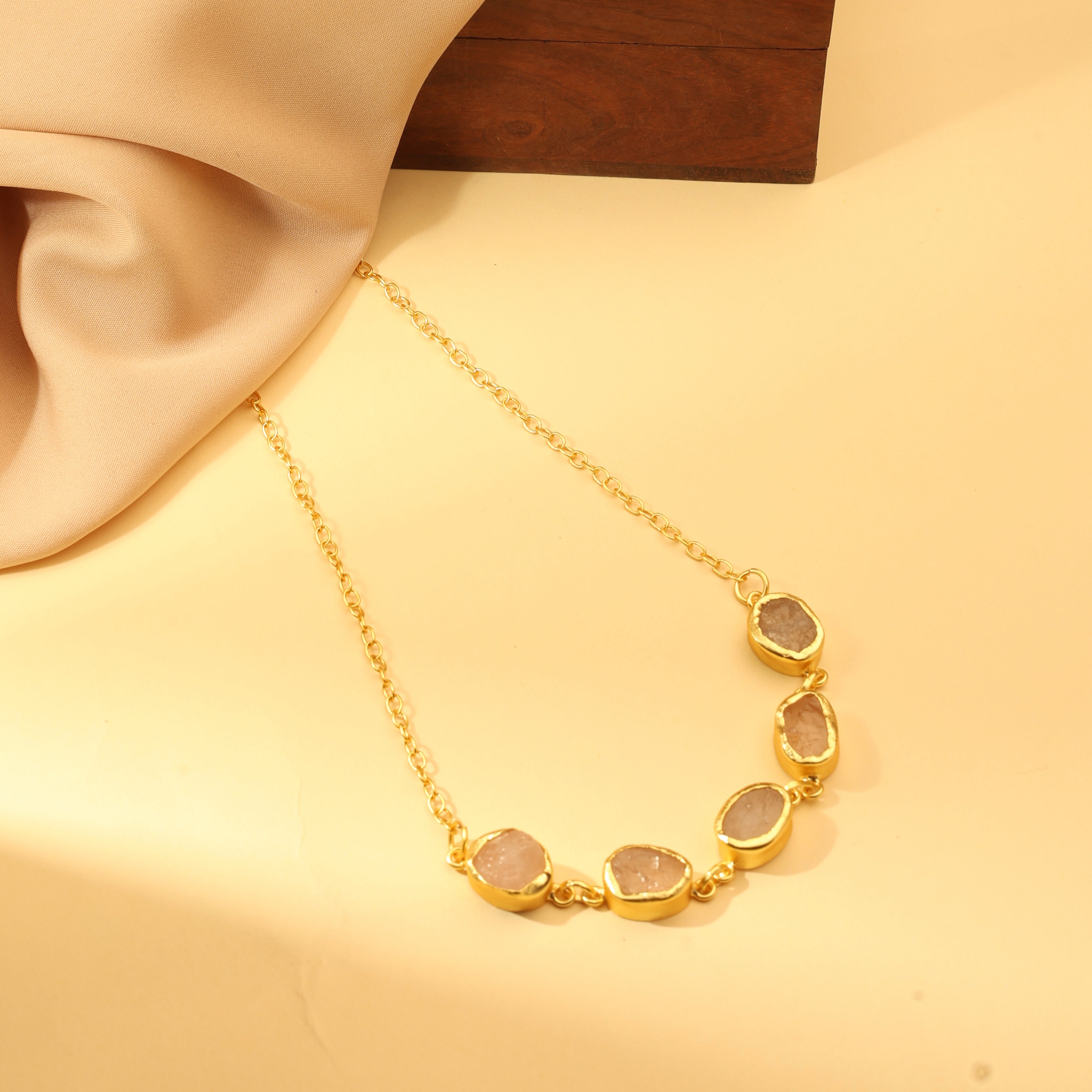 Rose Quartz Cluster Necklace Set