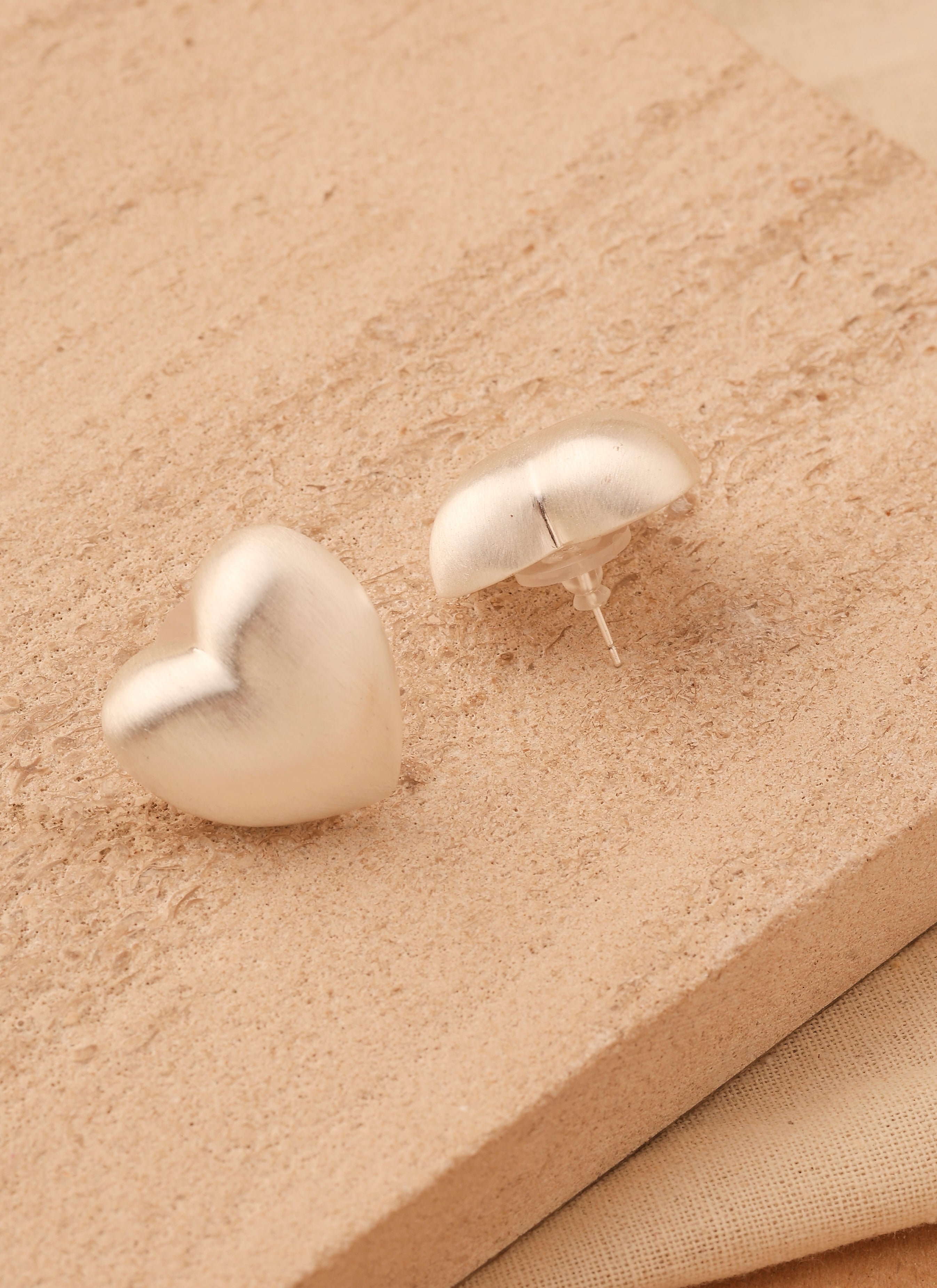 Silver Heart Studs