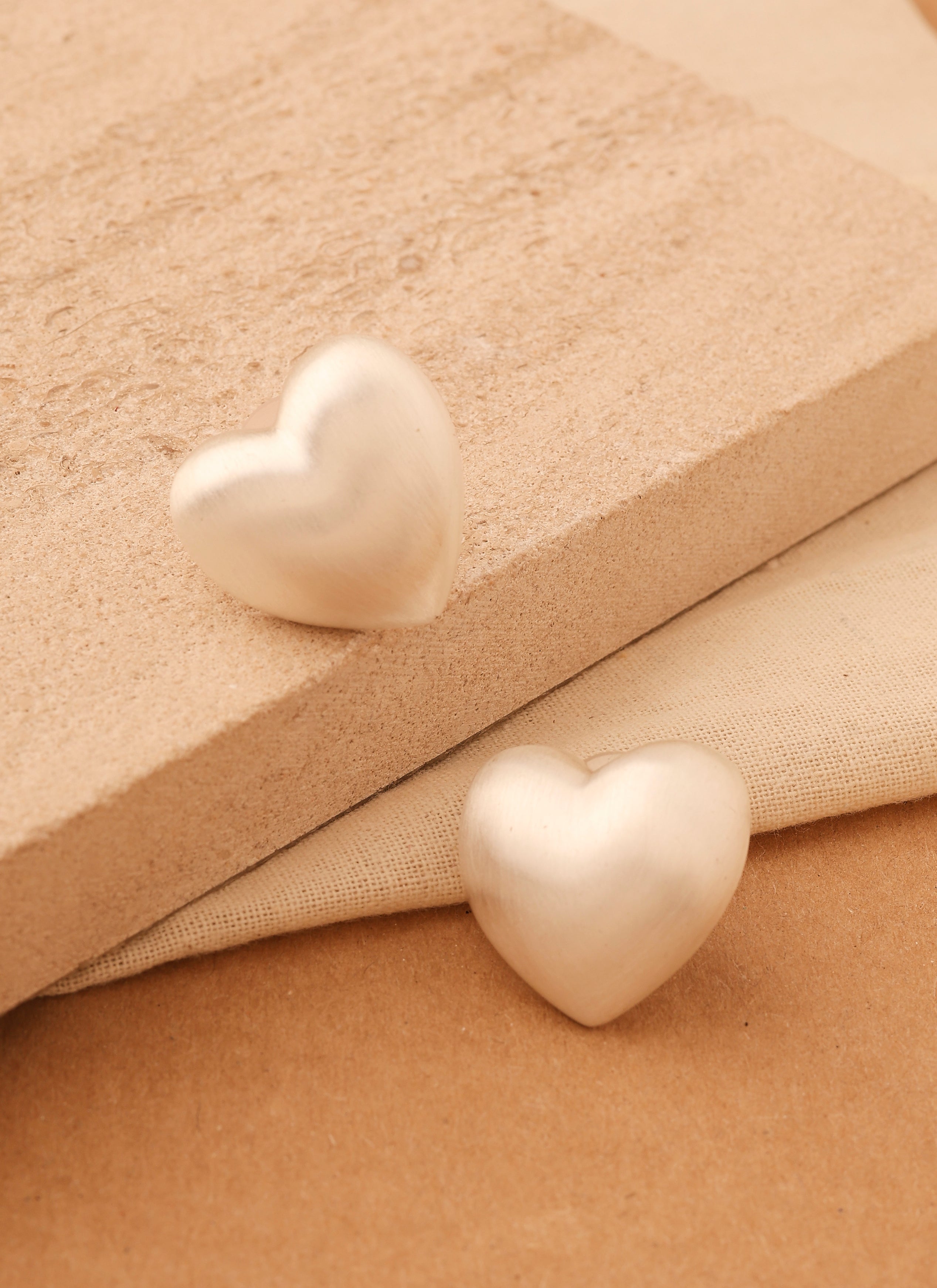 Silver Heart Studs