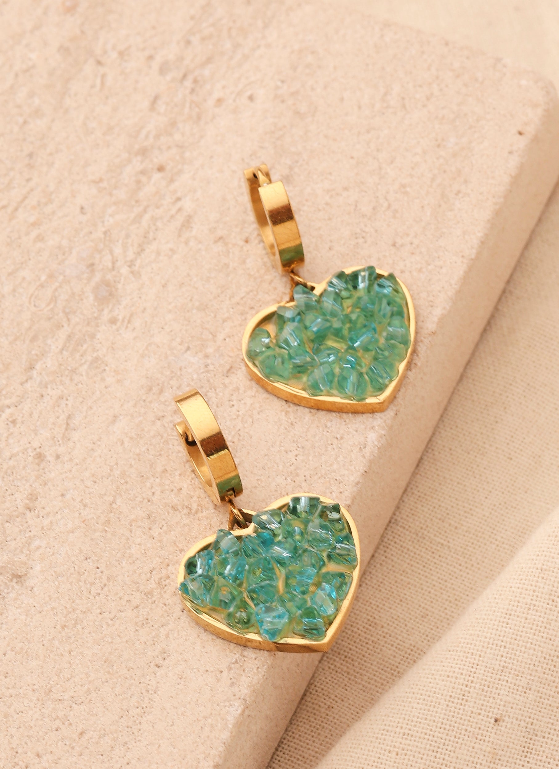 Sea Green Druzy Love Earrings