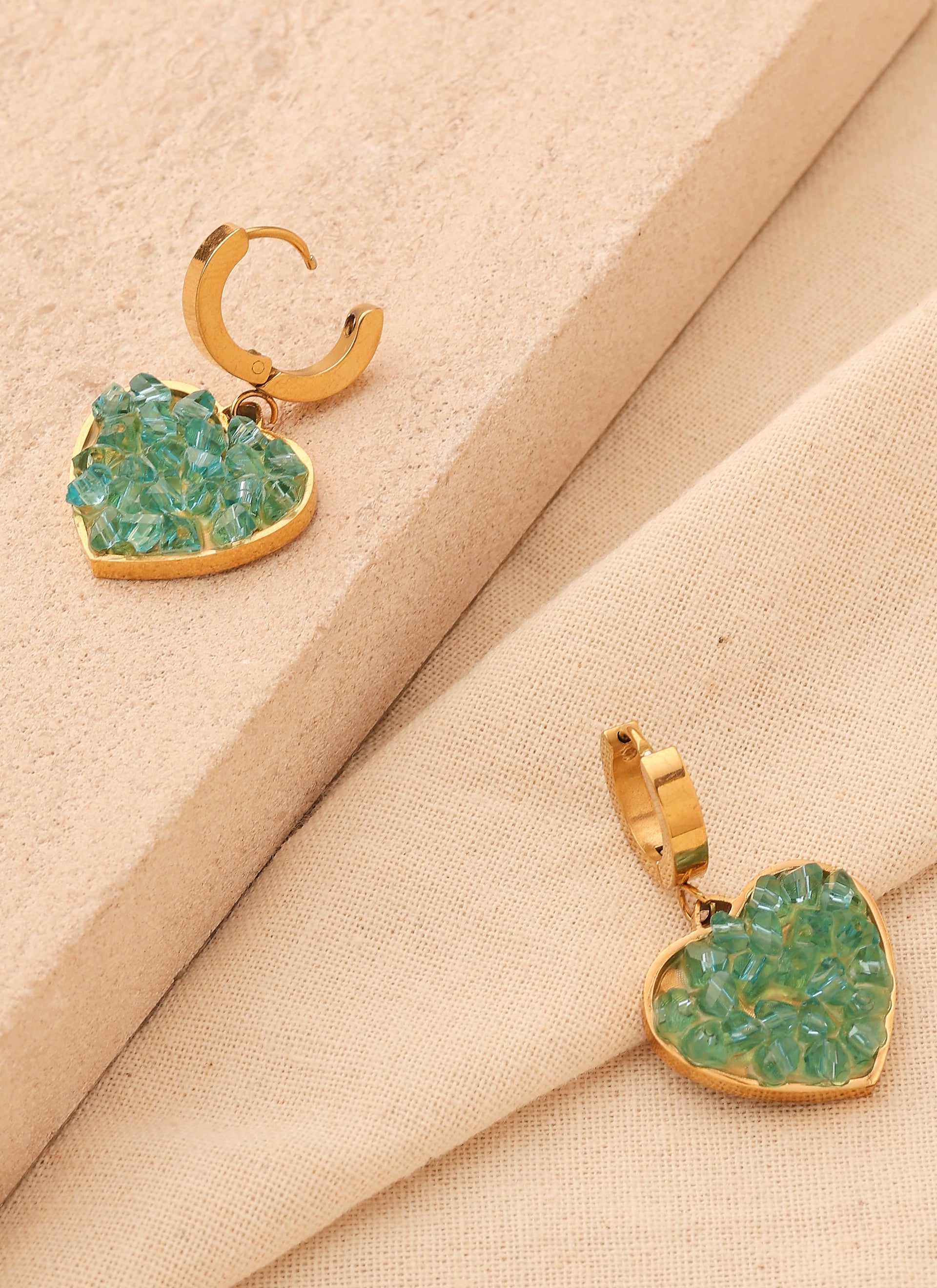 Sea Green Druzy Love Earrings
