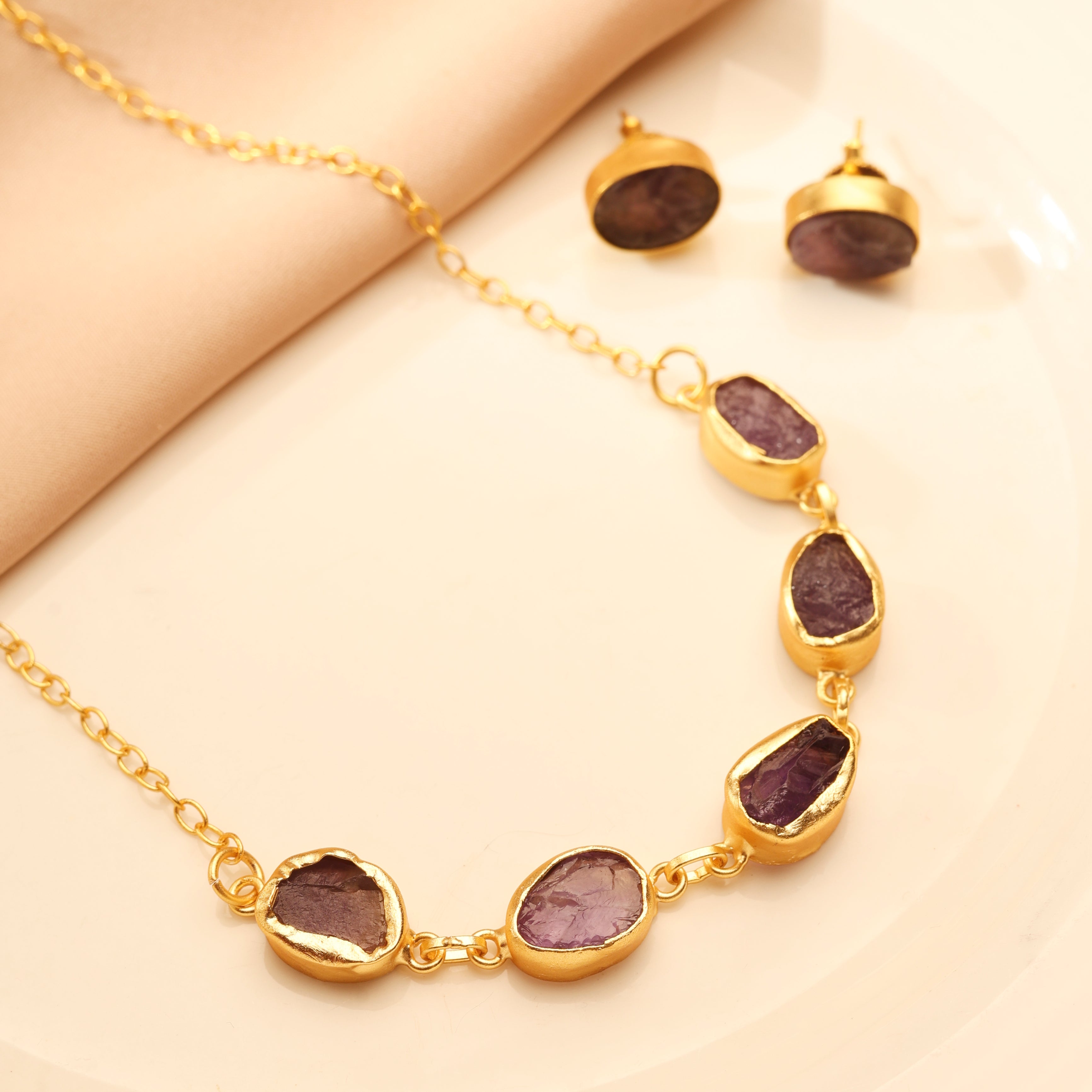 Amethyst Cluster Necklace Set