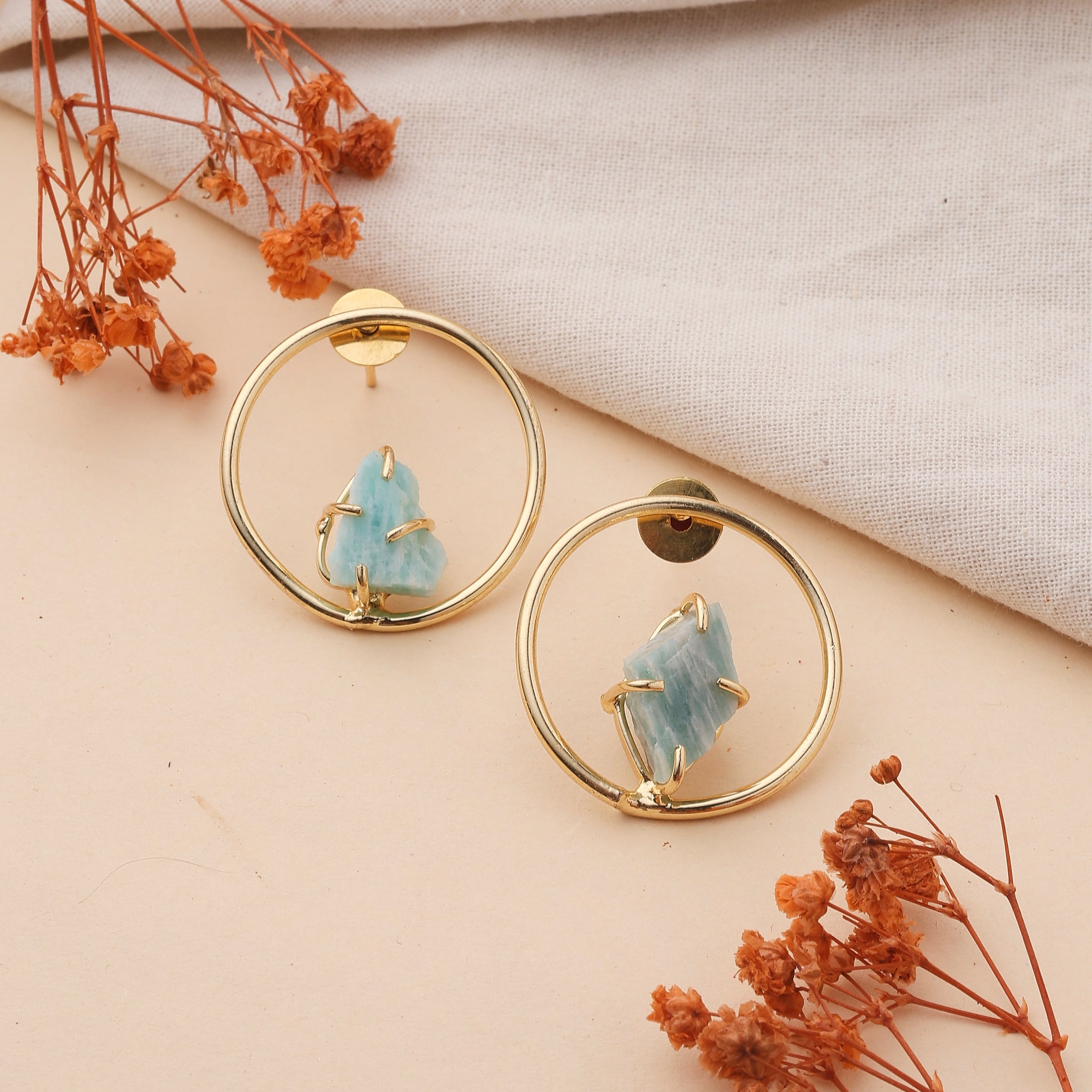 Round Amazonite Stone Earrings