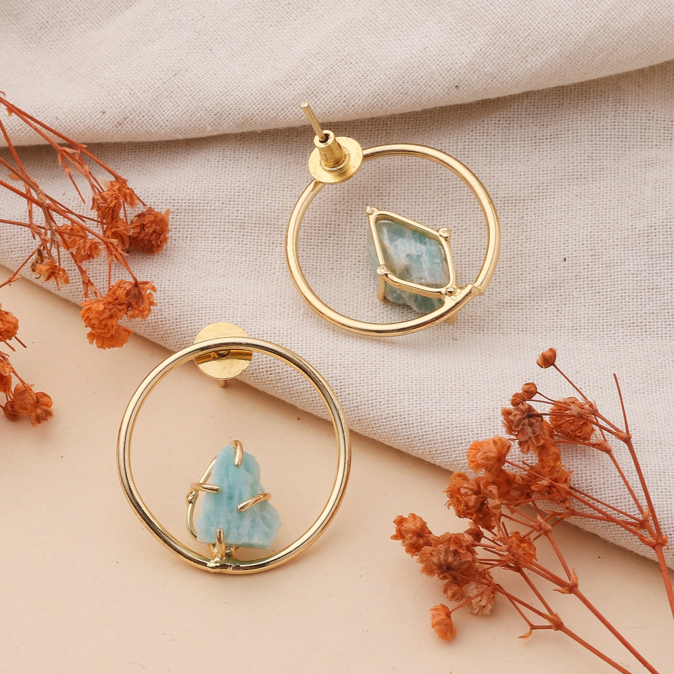 Round Amazonite Stone Earrings