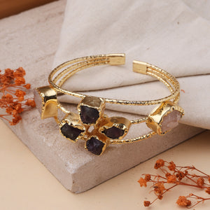 Rose Quartz Amethyst Gold Kada Rose Quartz Amethyst Gold Kada
