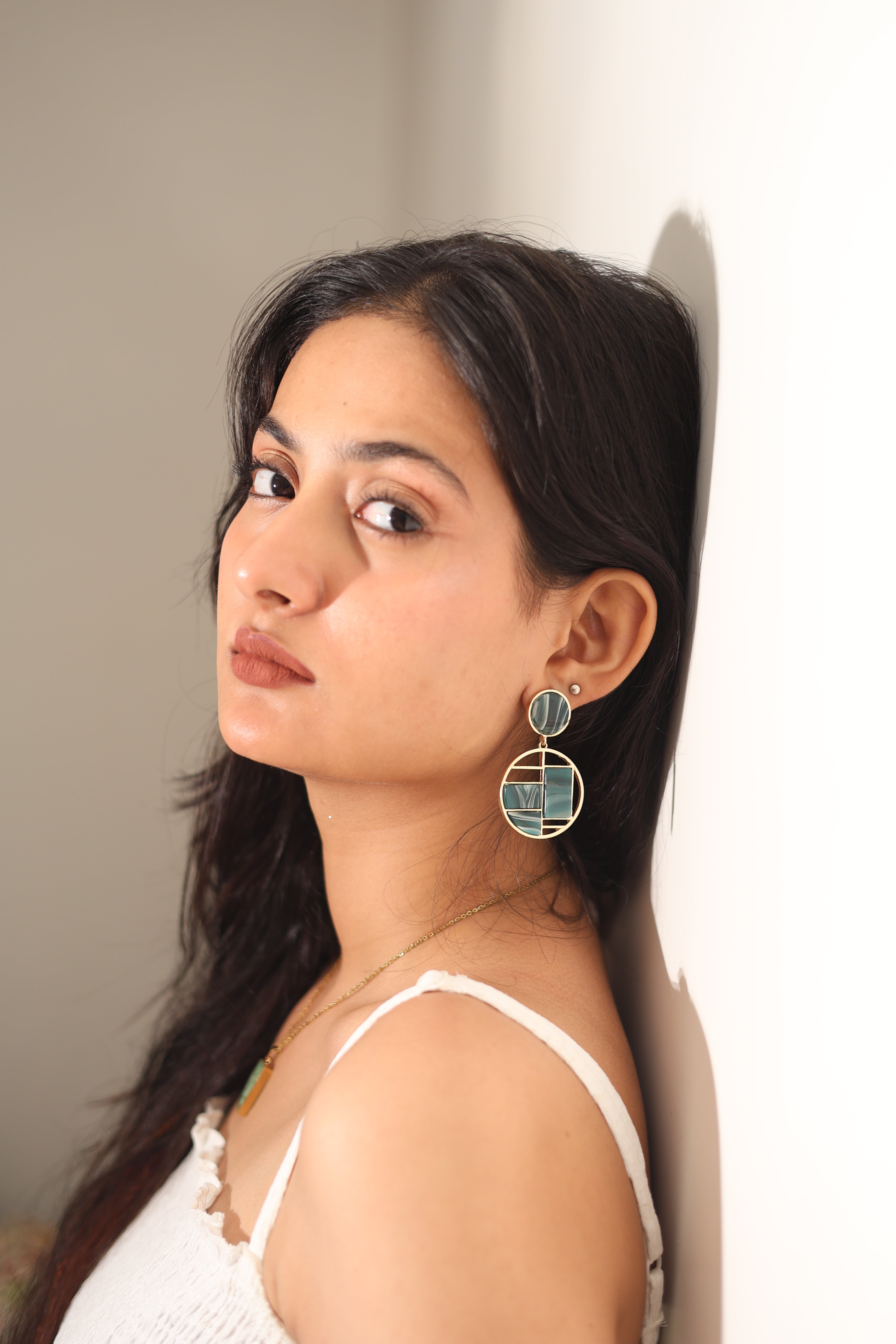 Green Mangnet Earrings