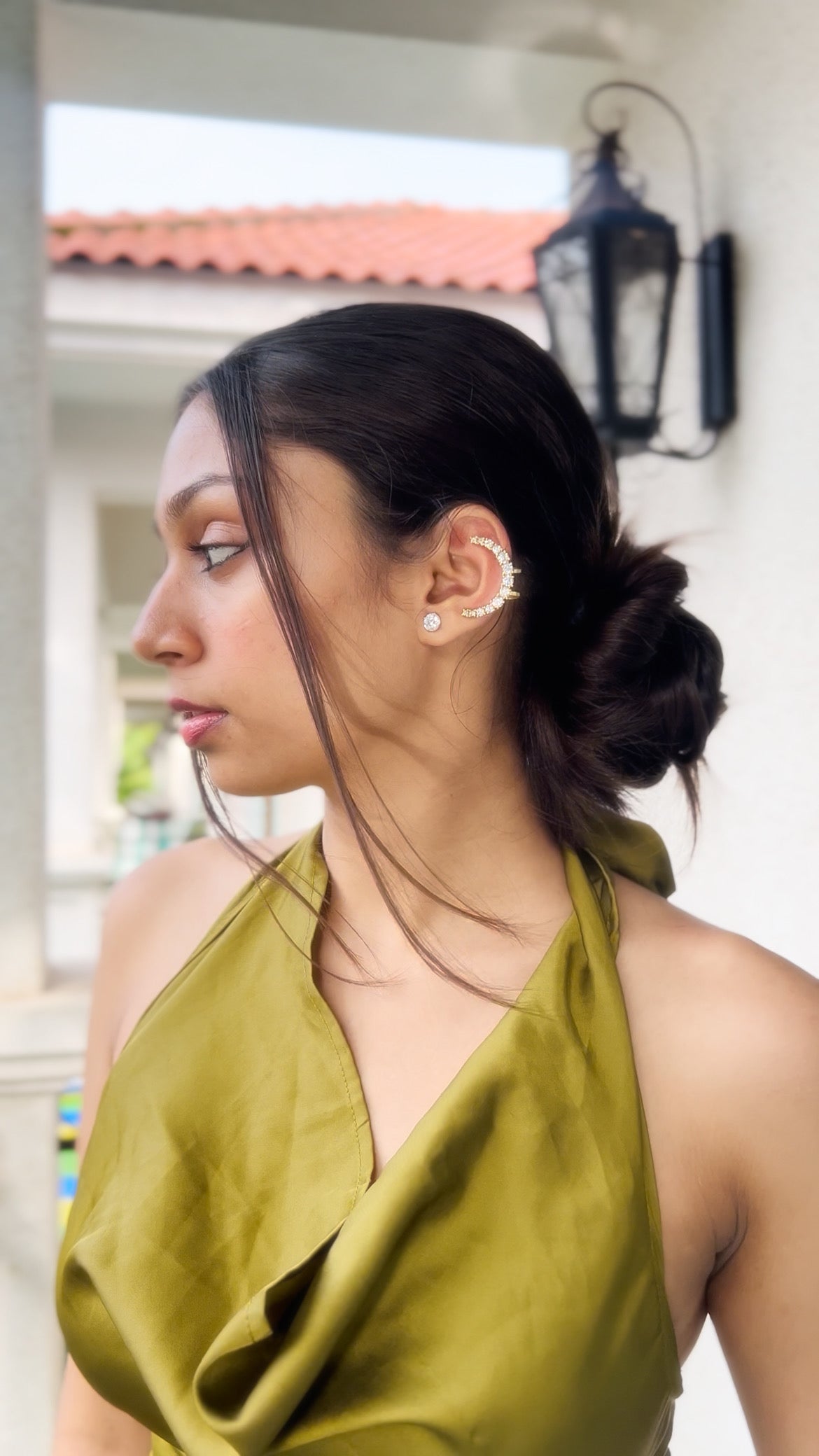 Crystal Studded Hoop Ear Cuff Earrings