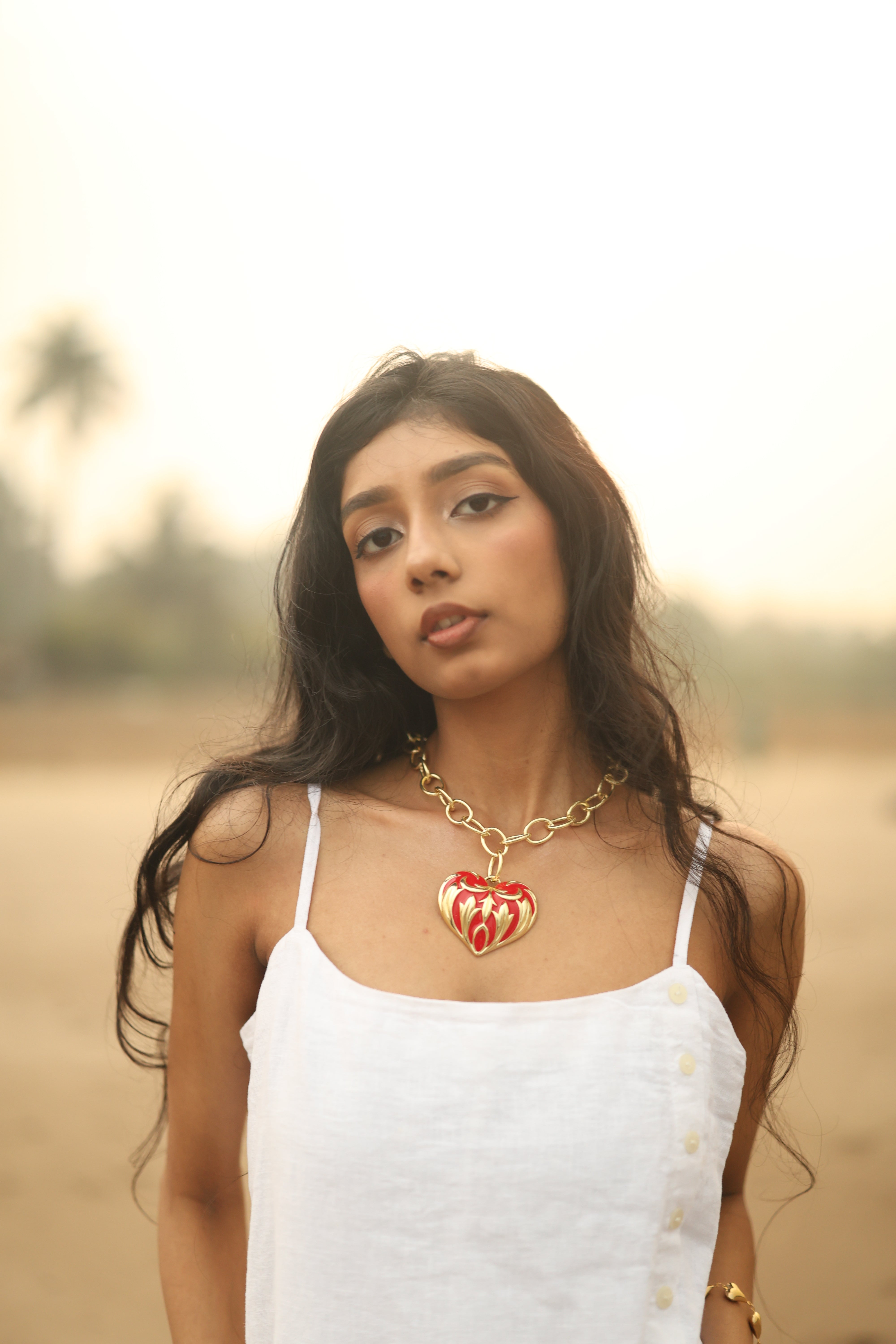 Flame Heart Statement Necklace