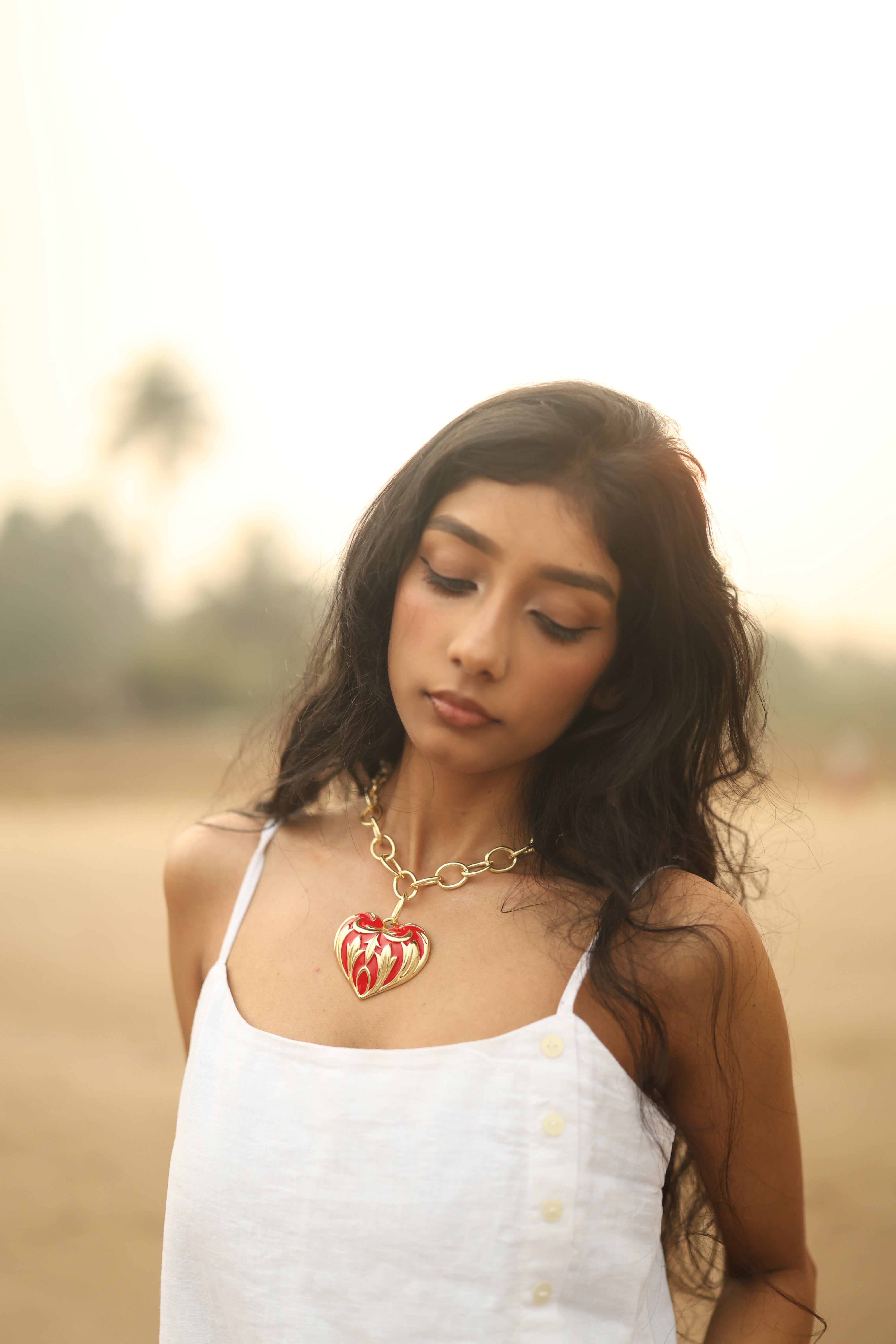 Flame Heart Statement Necklace
