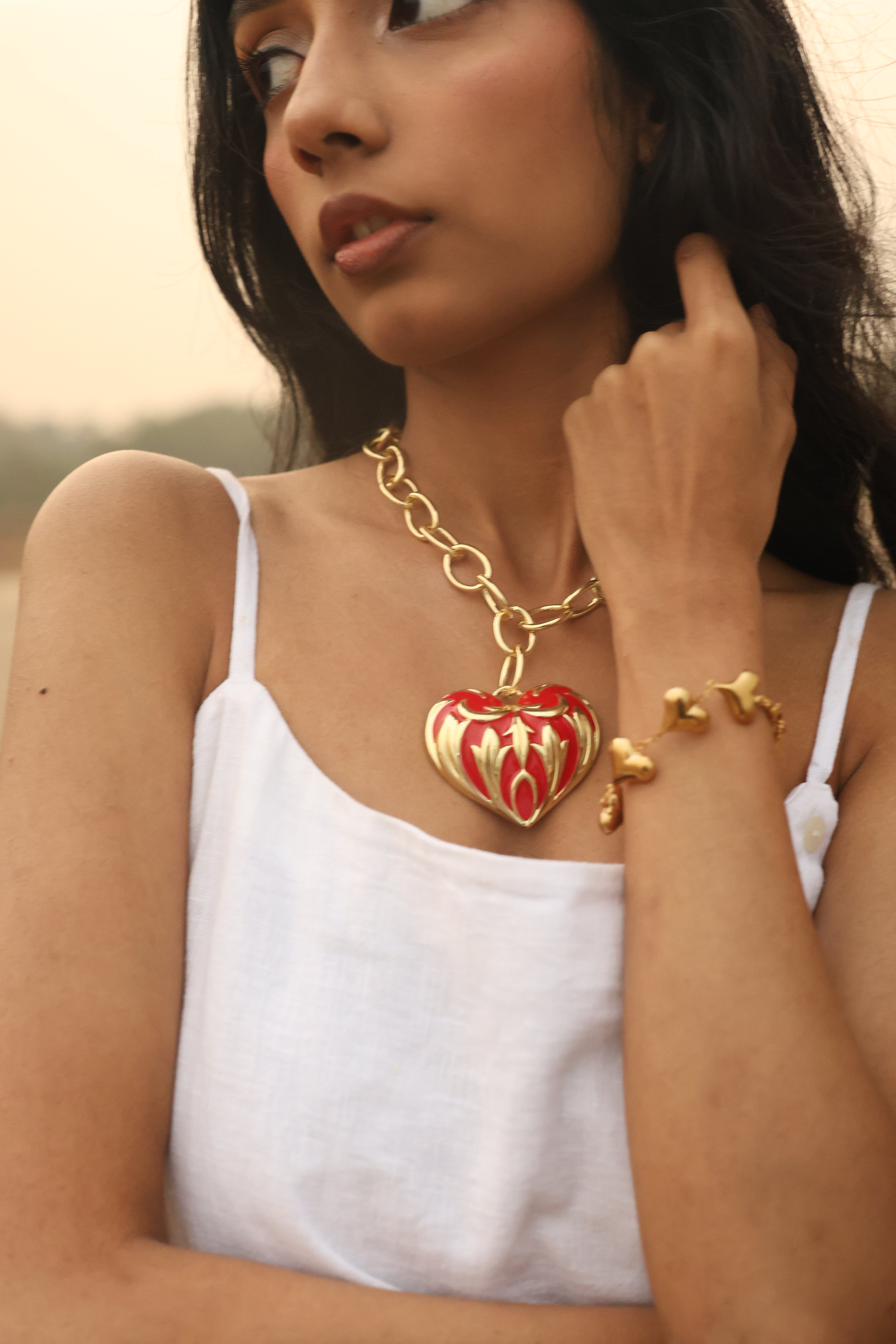 Flame Heart Statement Necklace