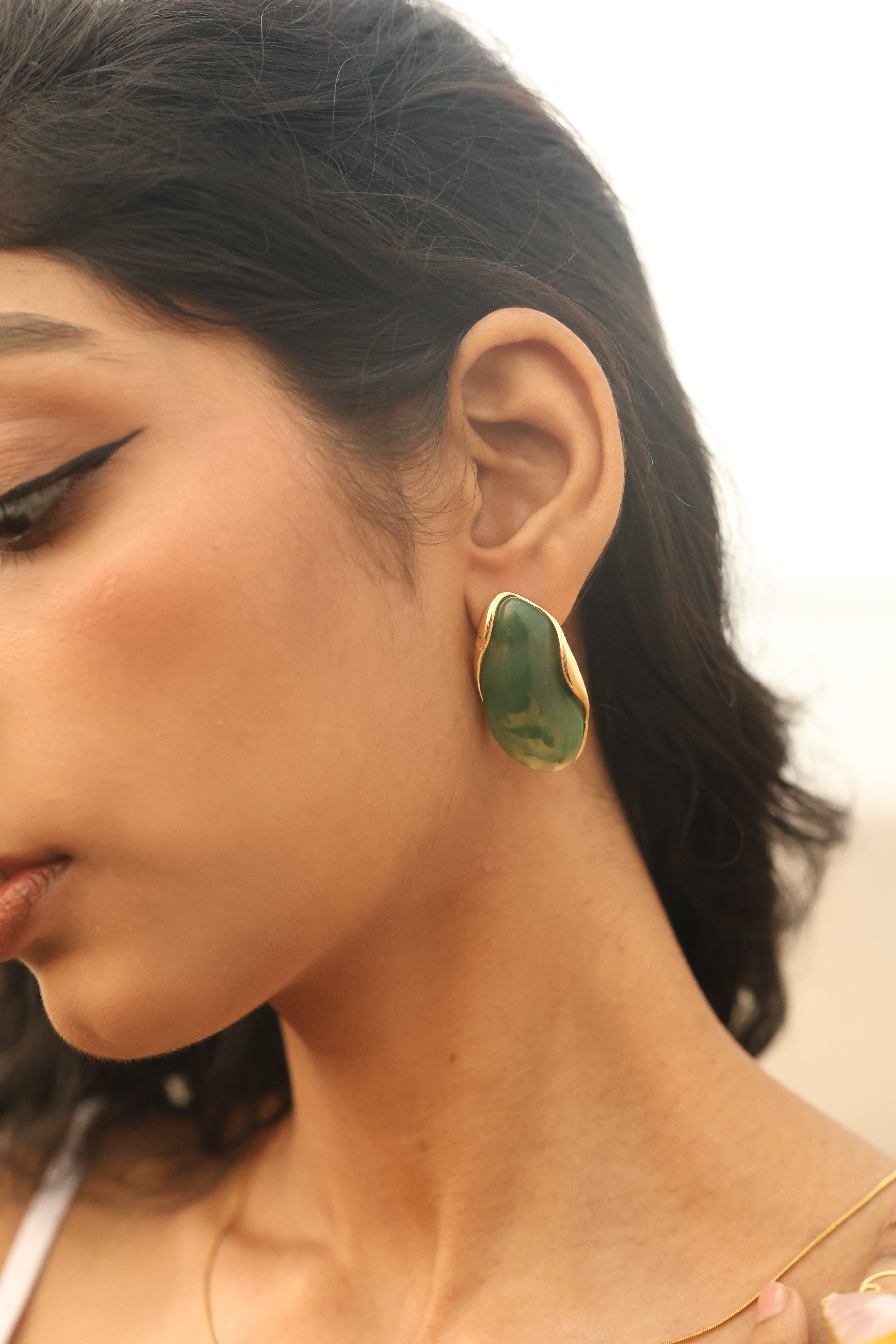 Olive Flow Resin Studs