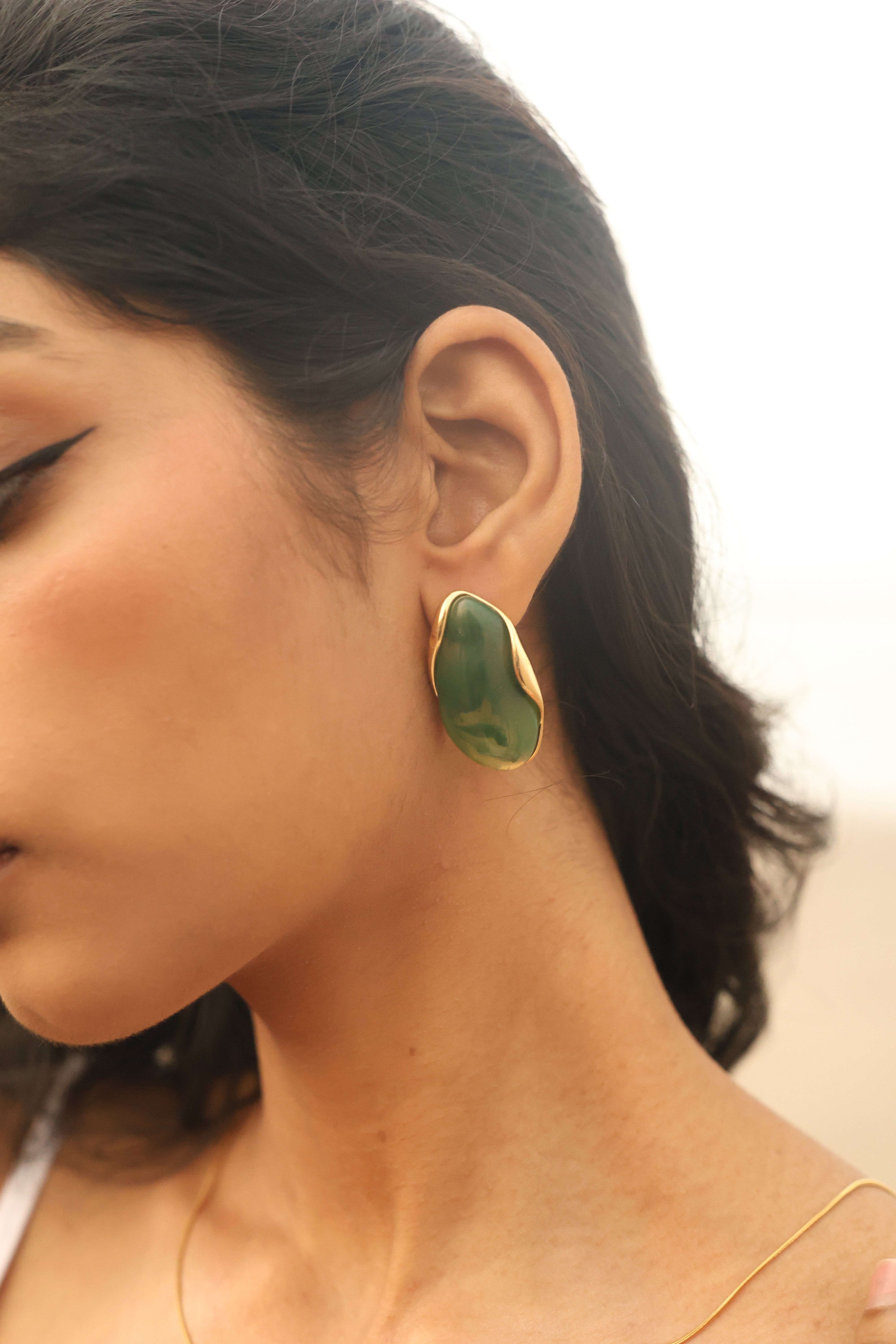 Olive Flow Resin Studs
