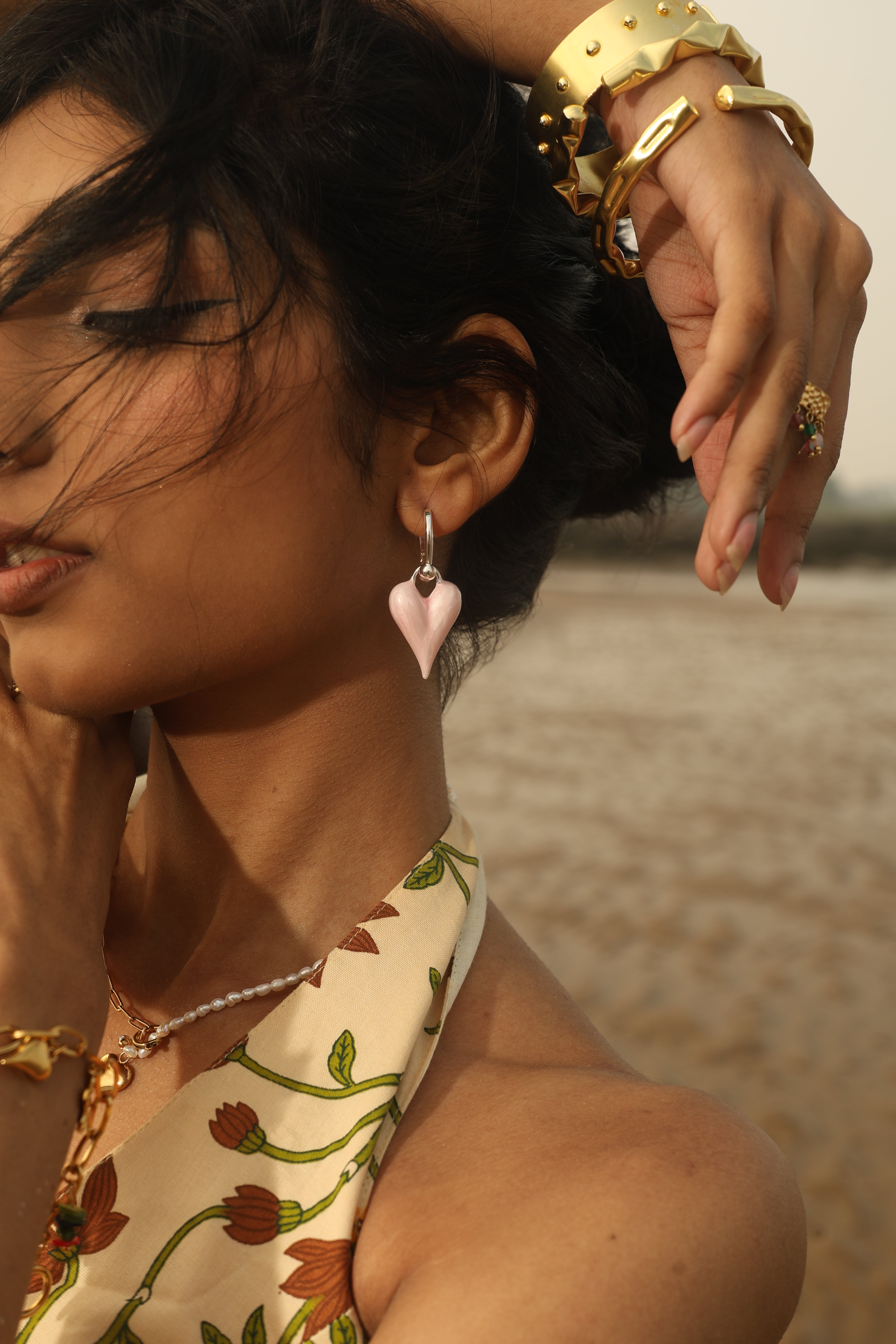 Blush Heart Drop Earrings