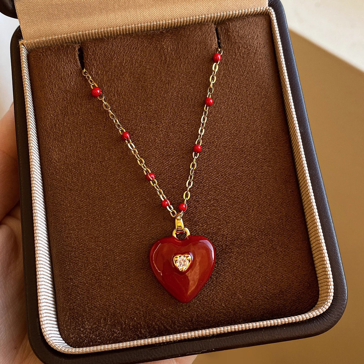 Crimson Duo — Earrings + Necklace Set