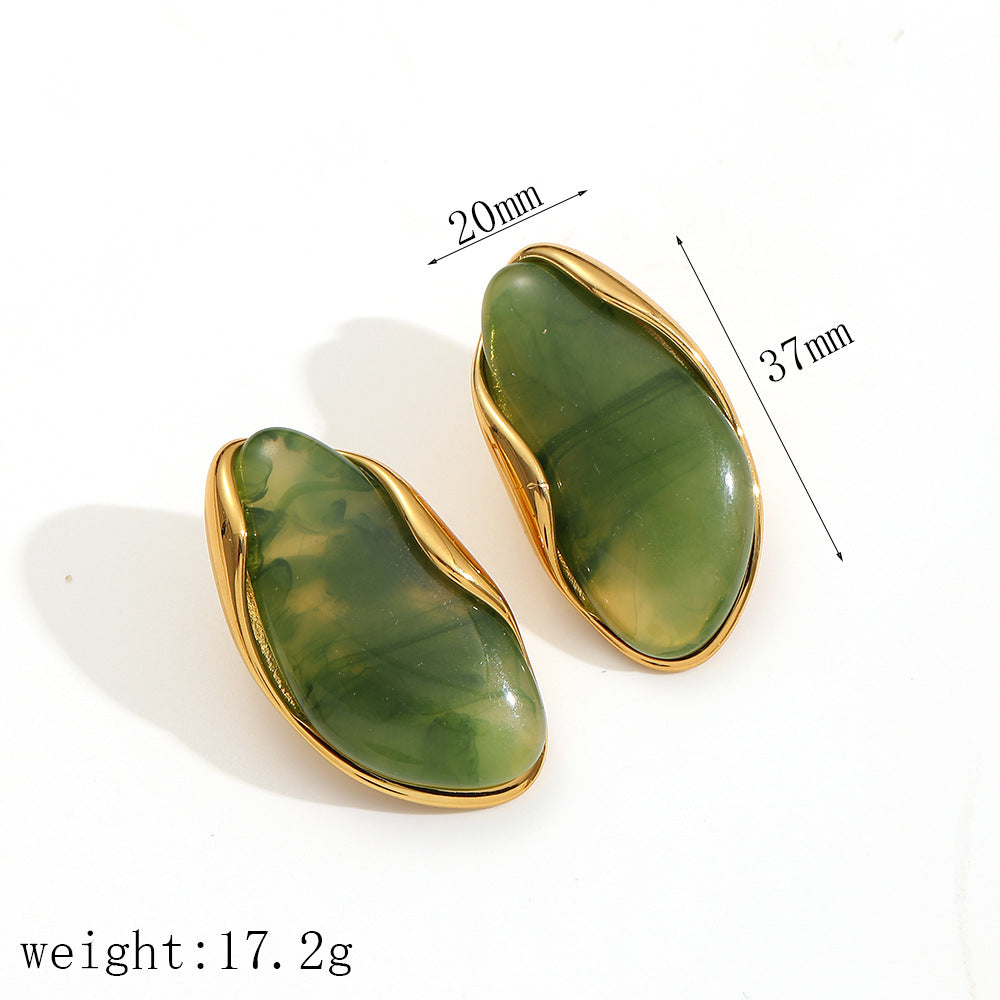 Olive Flow Resin Studs