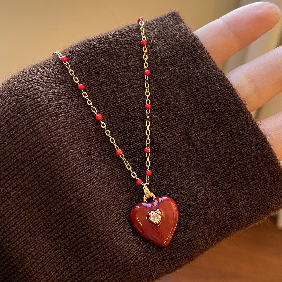 Crimson Duo — Earrings + Necklace Set