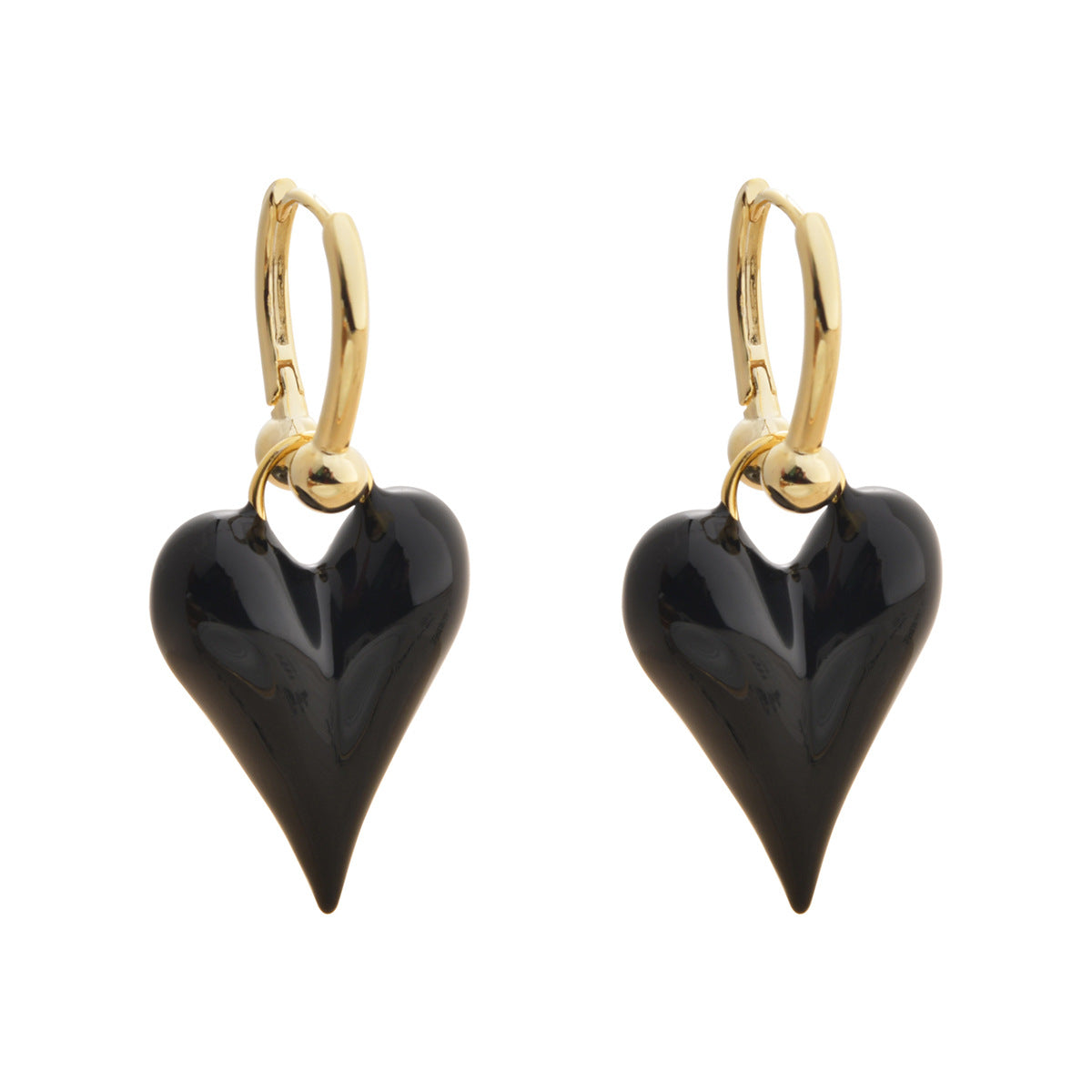 Black Flame Heart Earrings