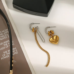Dual Heart Chain Drop Earrings Dual Heart Chain Drop Earrings