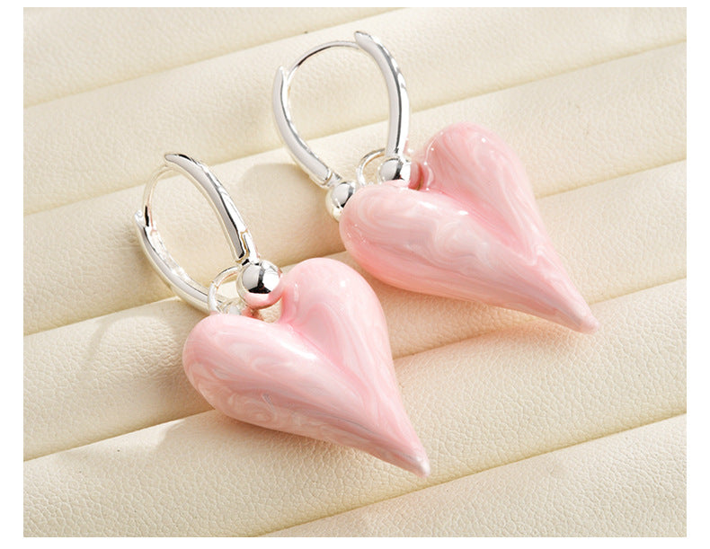 Blush Heart Drop Earrings