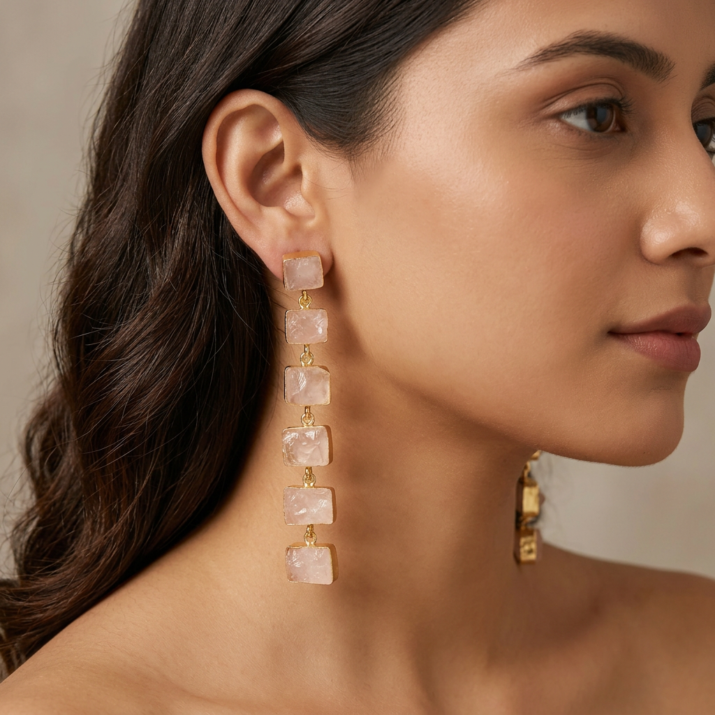 Rose Quartz Cascade Earrings