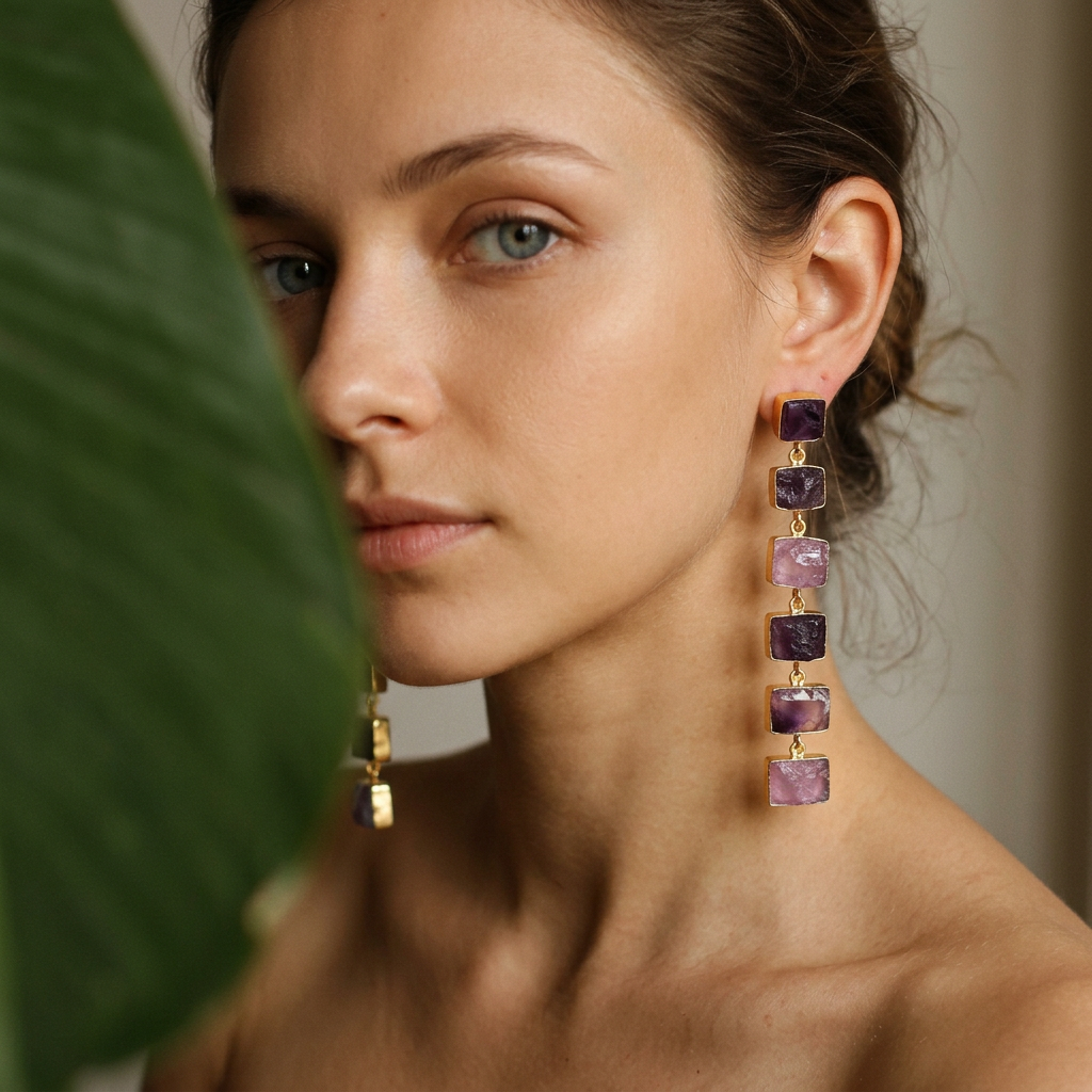 Amethyst Stone Drop Earrings