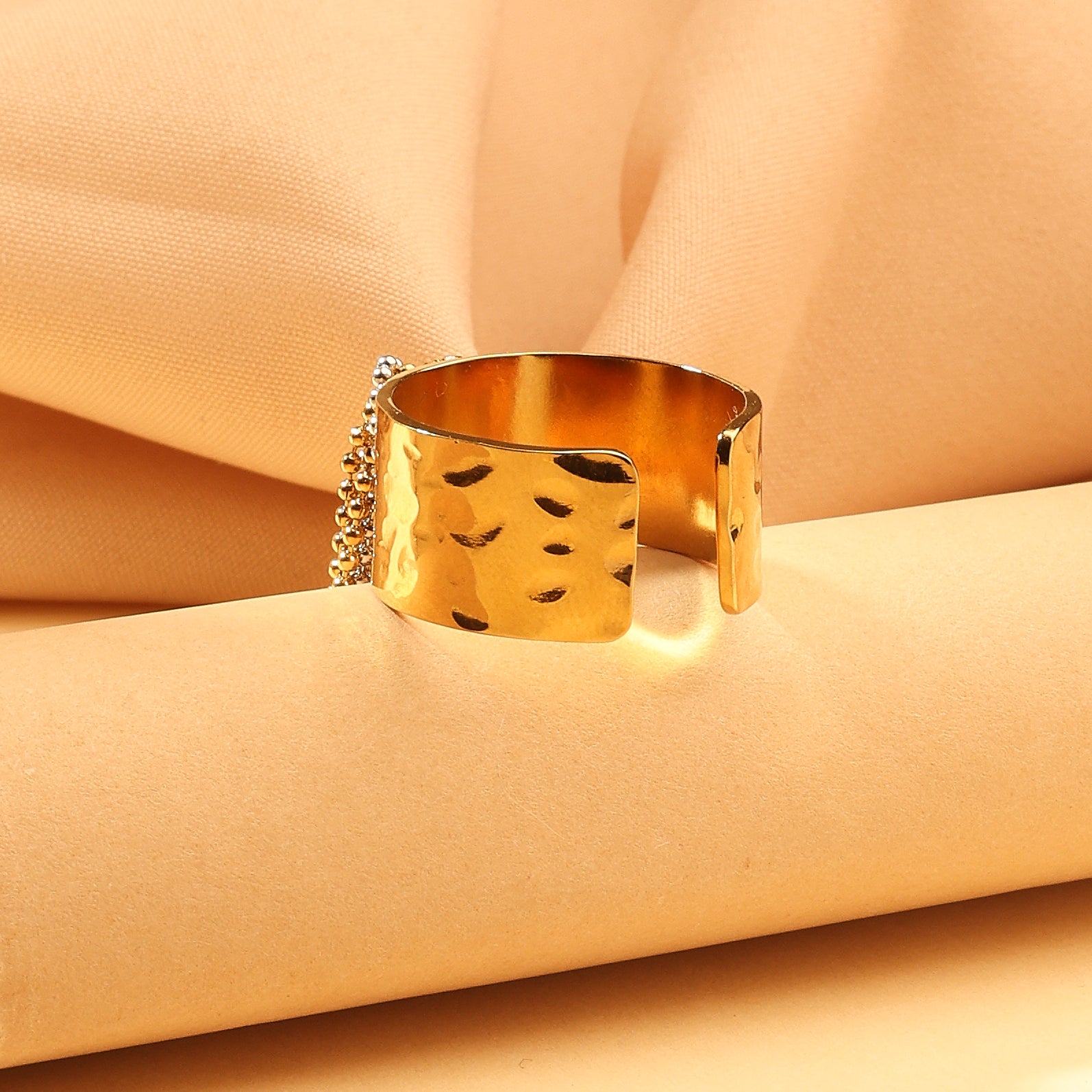 Golden Cascade Statement Ring
