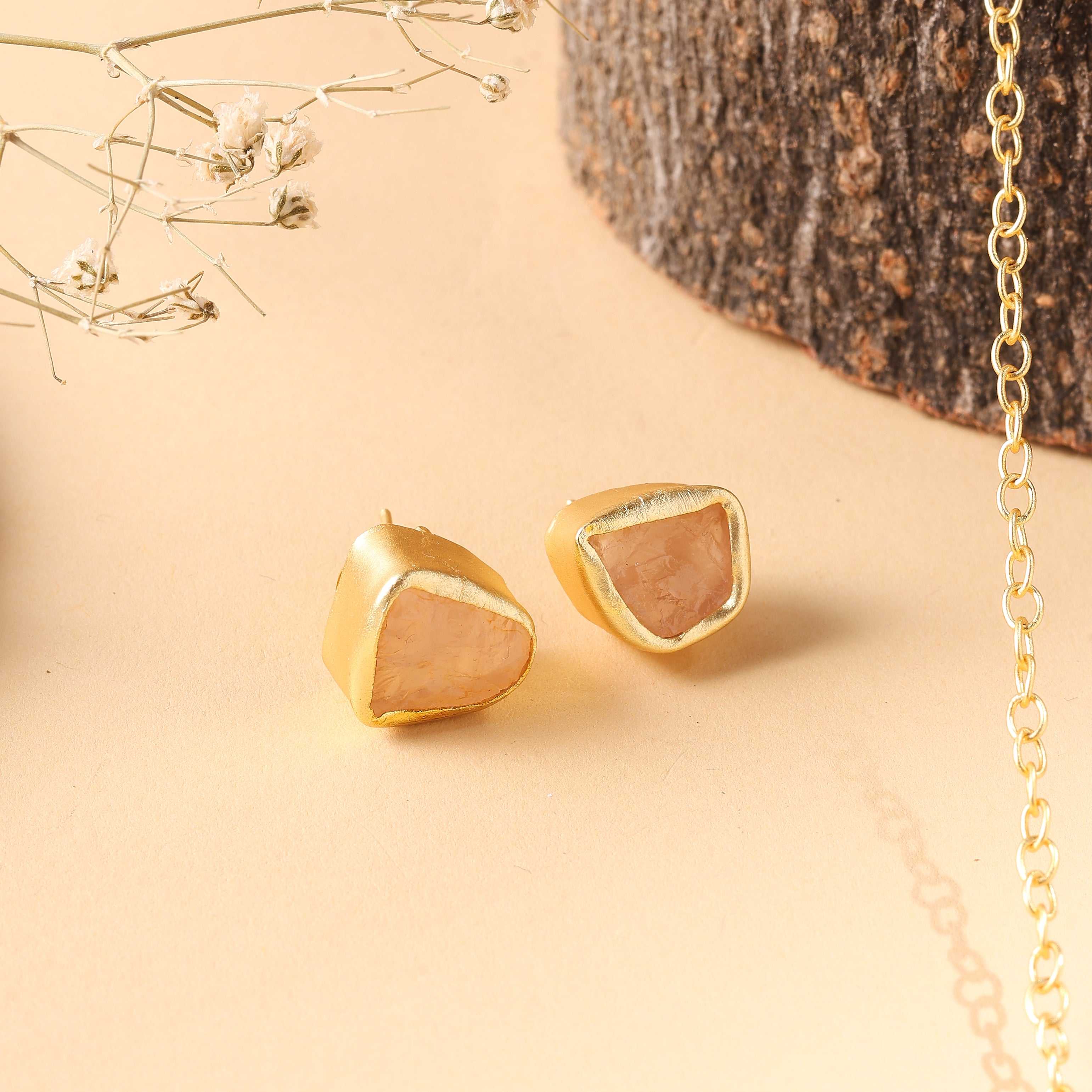 Raw Gemstone Bar Necklace and Earrings Set