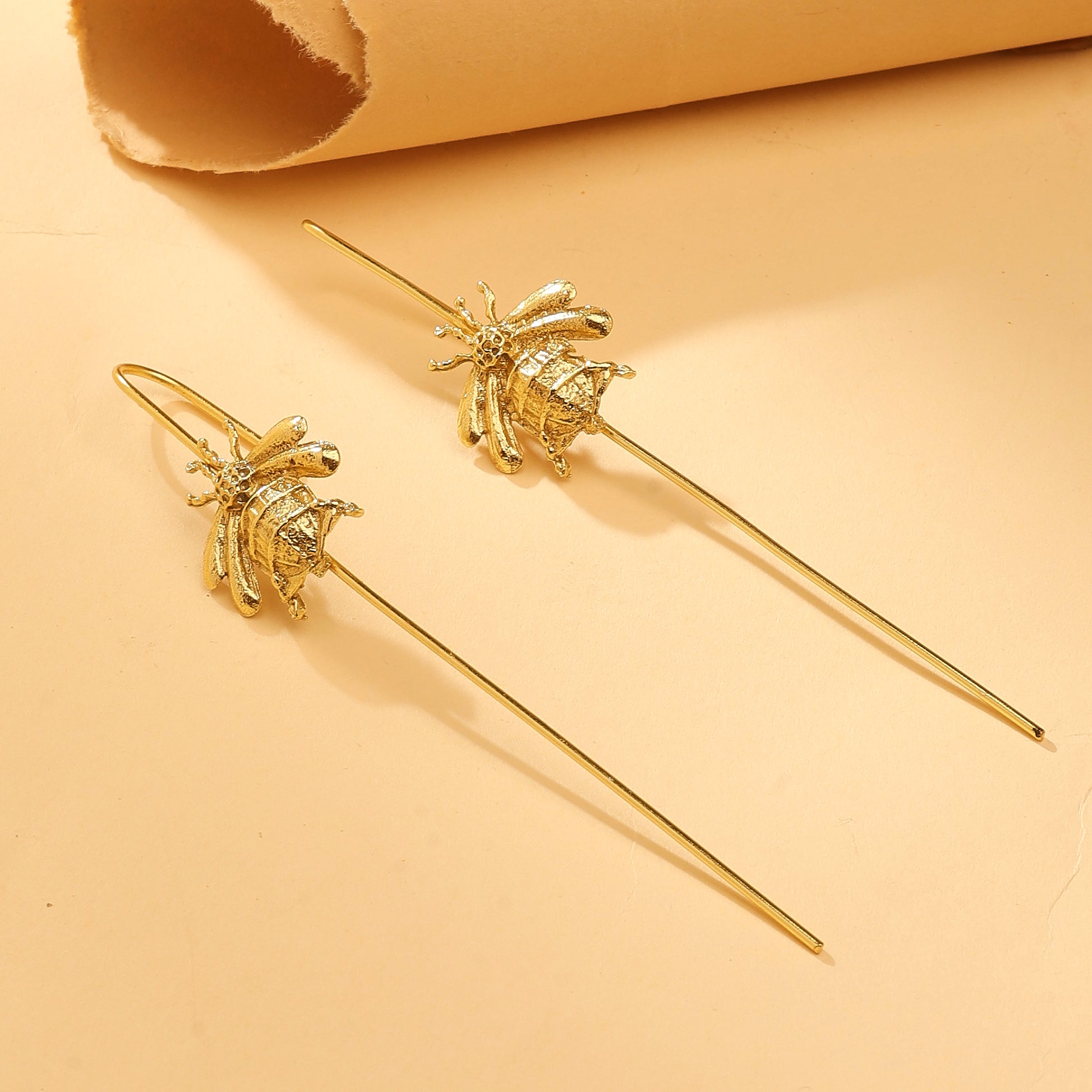 Golden Bee Ear Cuff Earrings