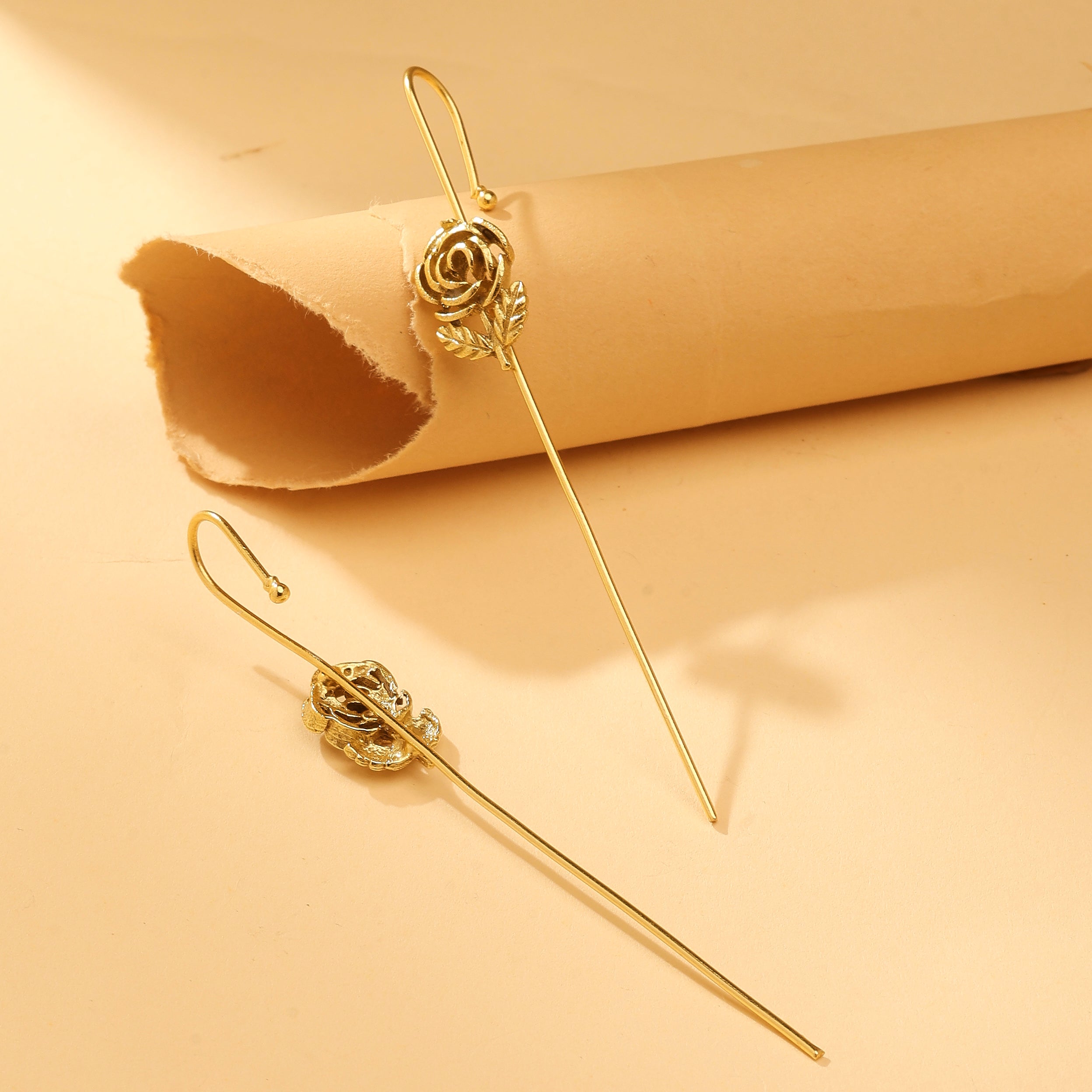 Golden Rose Ear Cuff Earrings