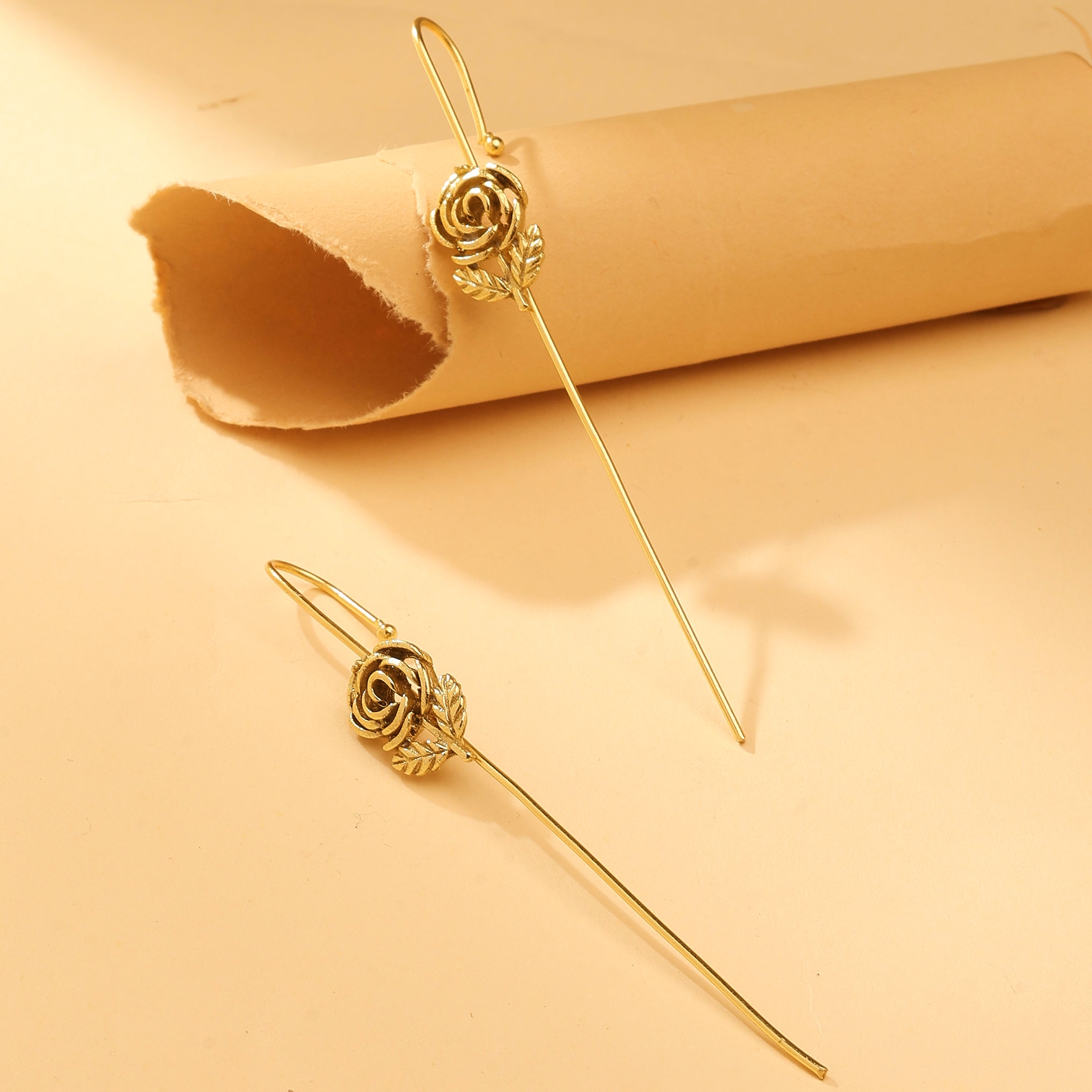 Golden Rose Ear Cuff Earrings