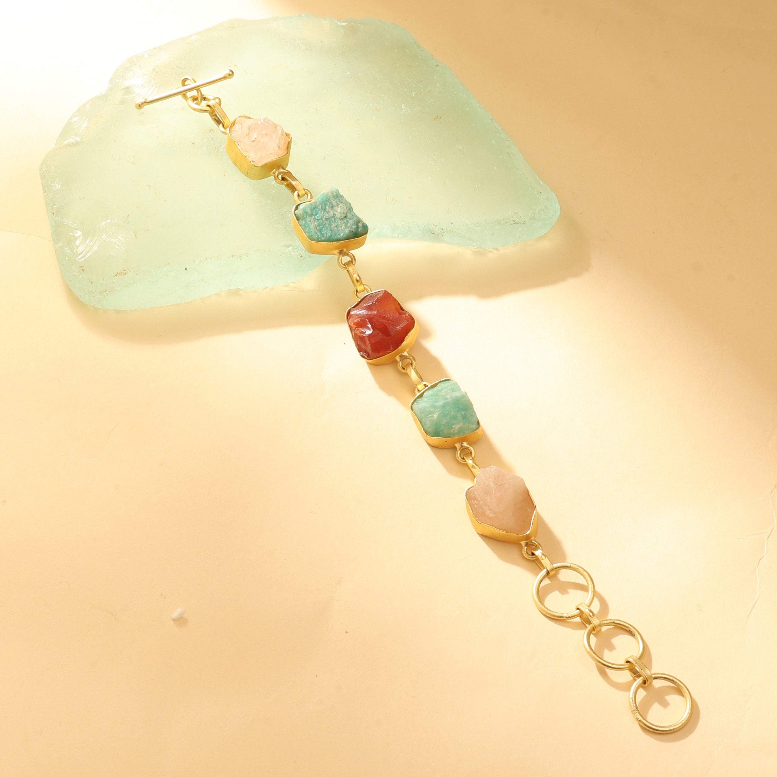 Raw Gemstone Link Bracelet