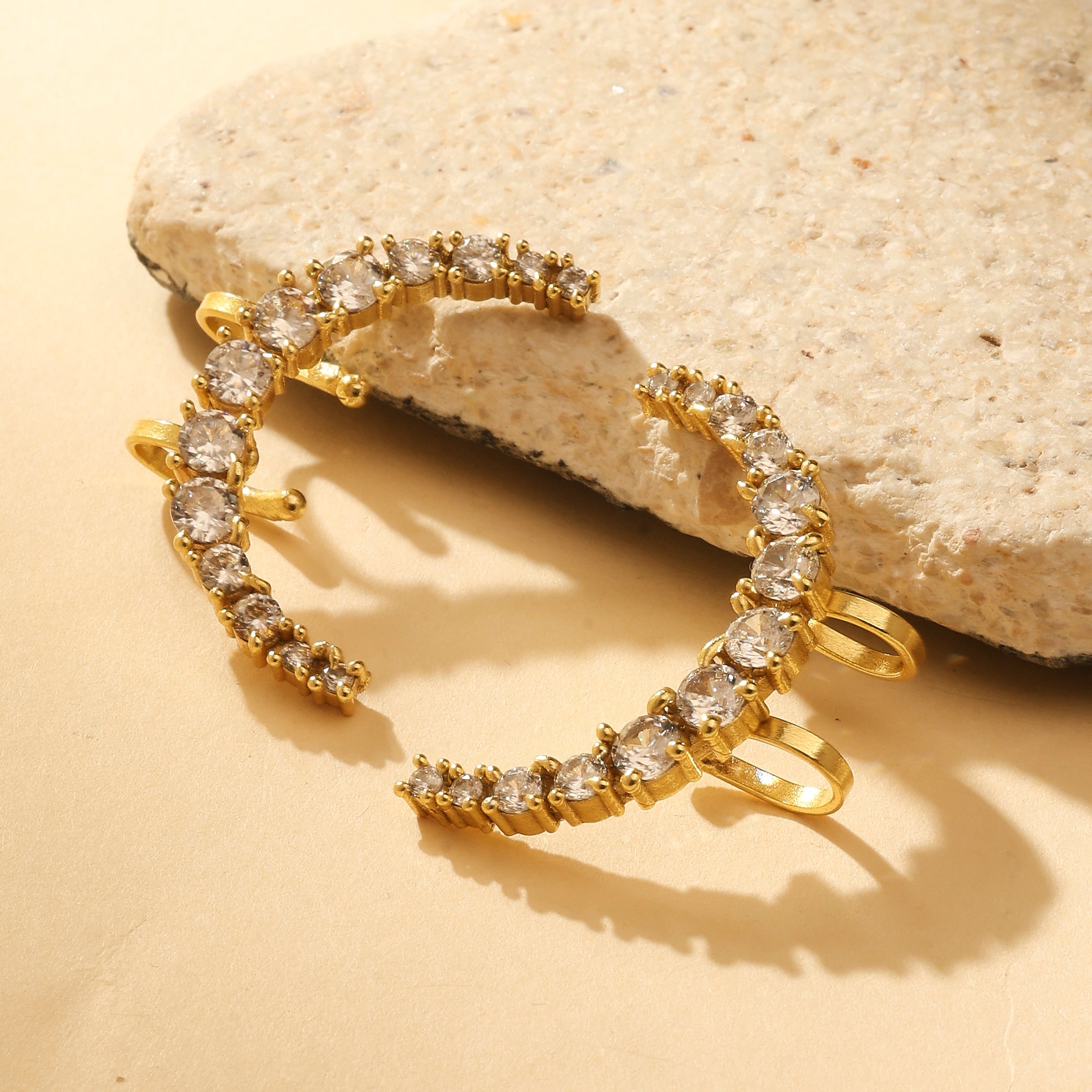 Crystal Studded Hoop Ear Cuff Earrings