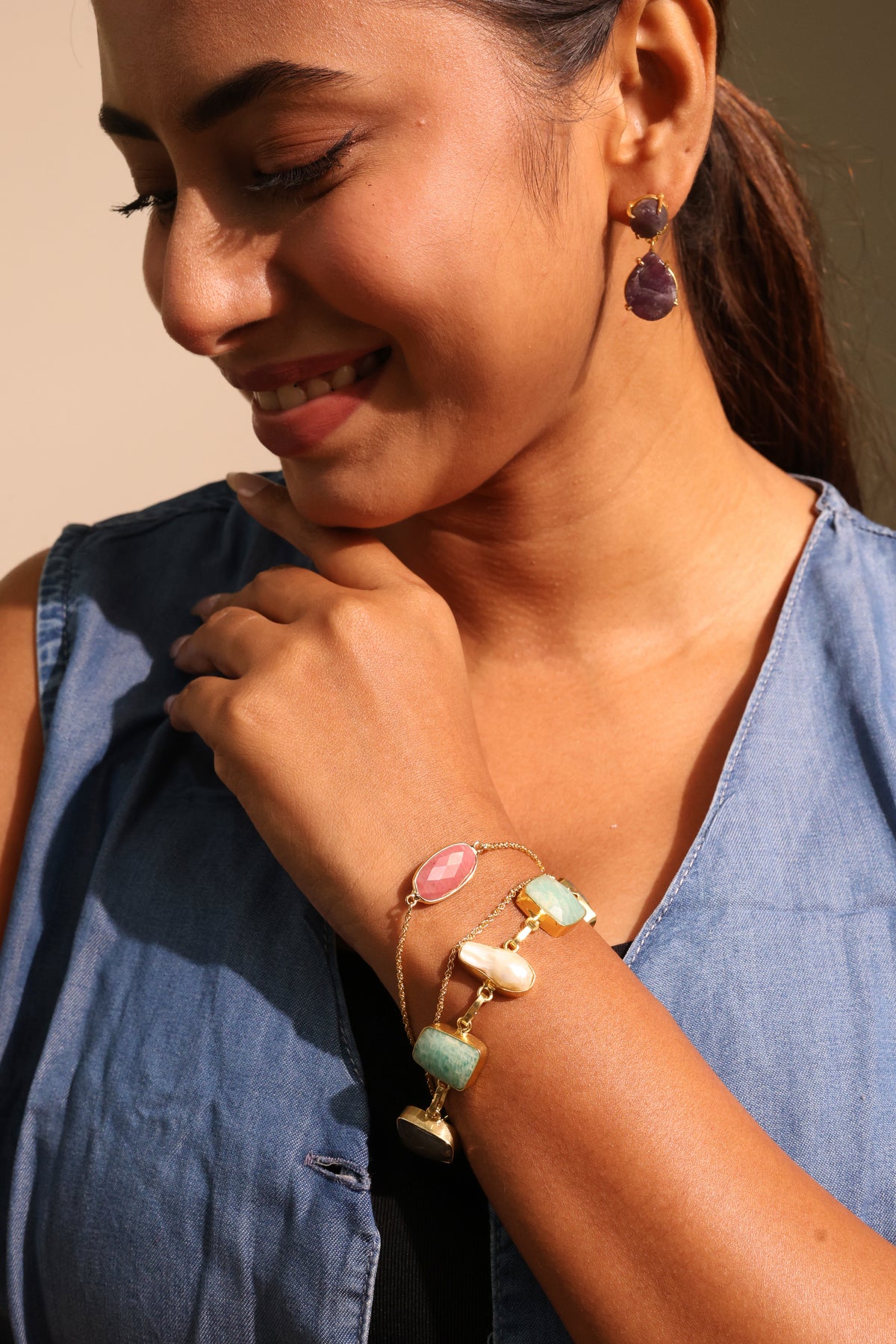 Amethyst Two-Tier Drop Earrings