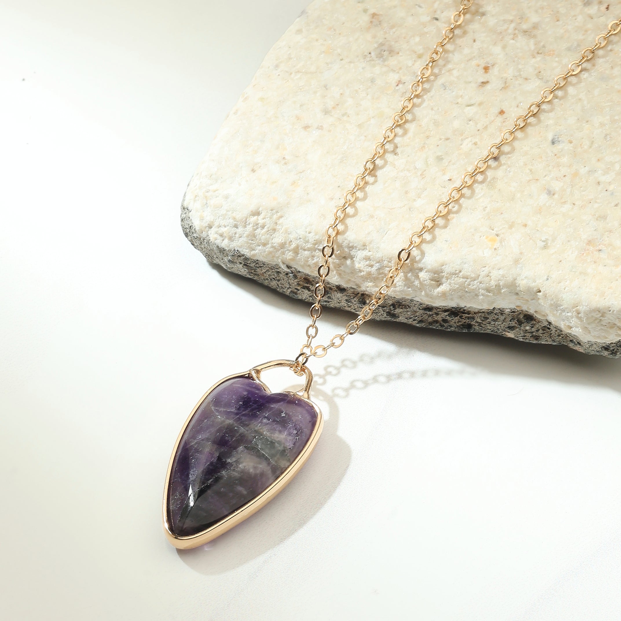 Amethyst Heart Pendant Necklace