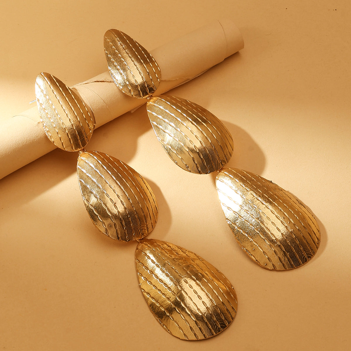 Golden Petal Tiered Earrings