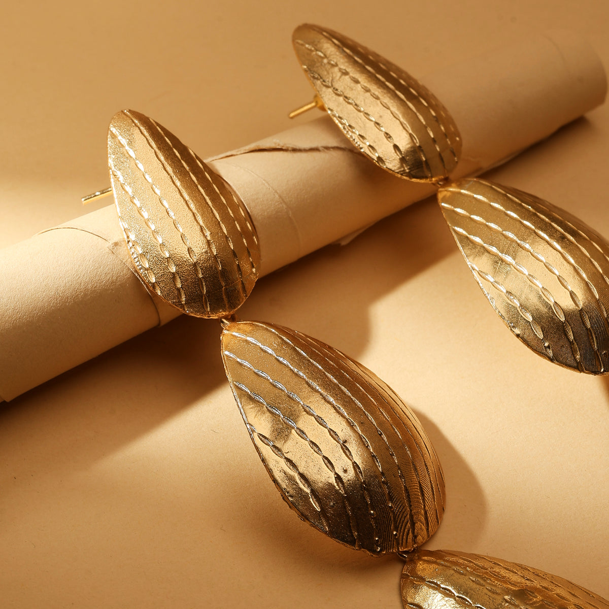 Golden Petal Tiered Earrings