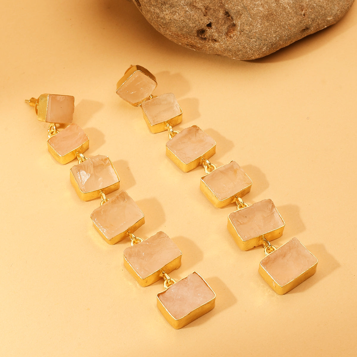 Rose Quartz Cascade Earrings