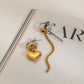 Dual Heart Chain Drop Earrings