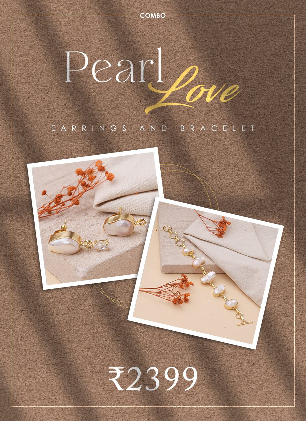 Pearl Elegance Combo: Pearl Droplets & Pearl Bracelet