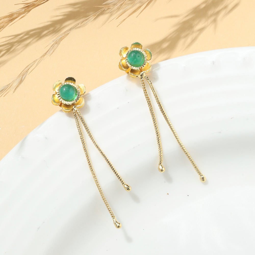 Green Flower Spark Earrings