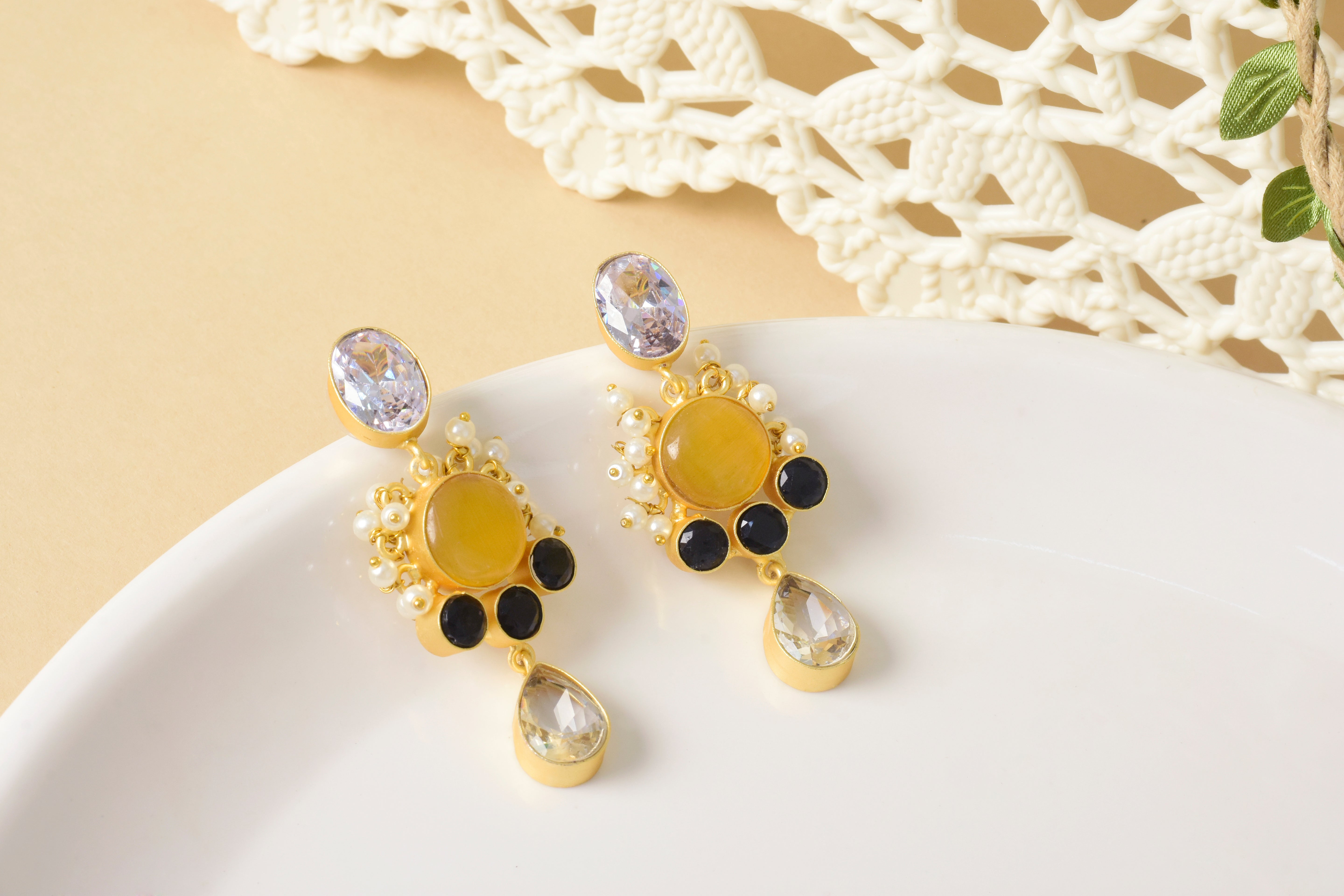 Elegant Multi-Stone Drop Earrings