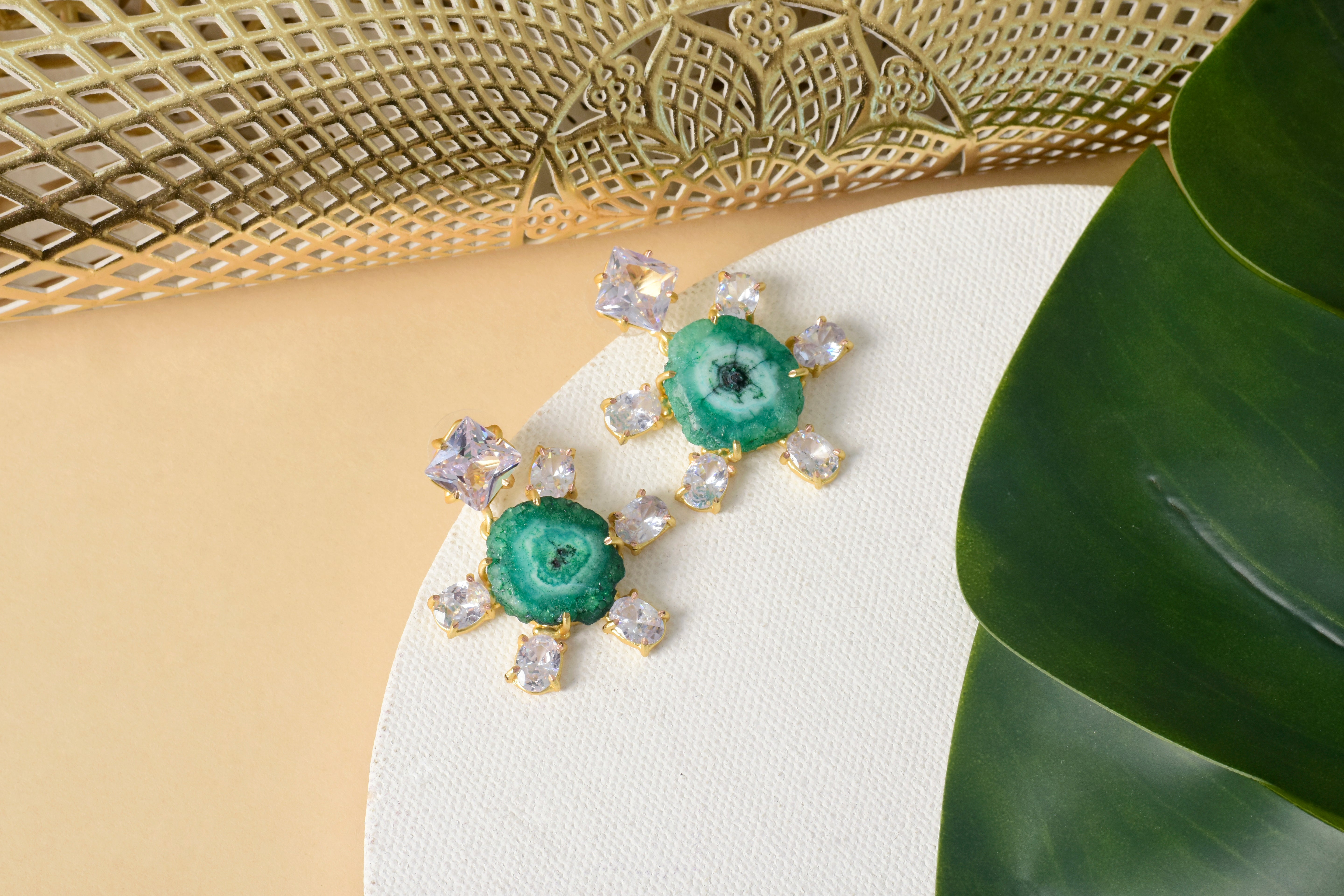 Emerald Slice Statement Earrings
