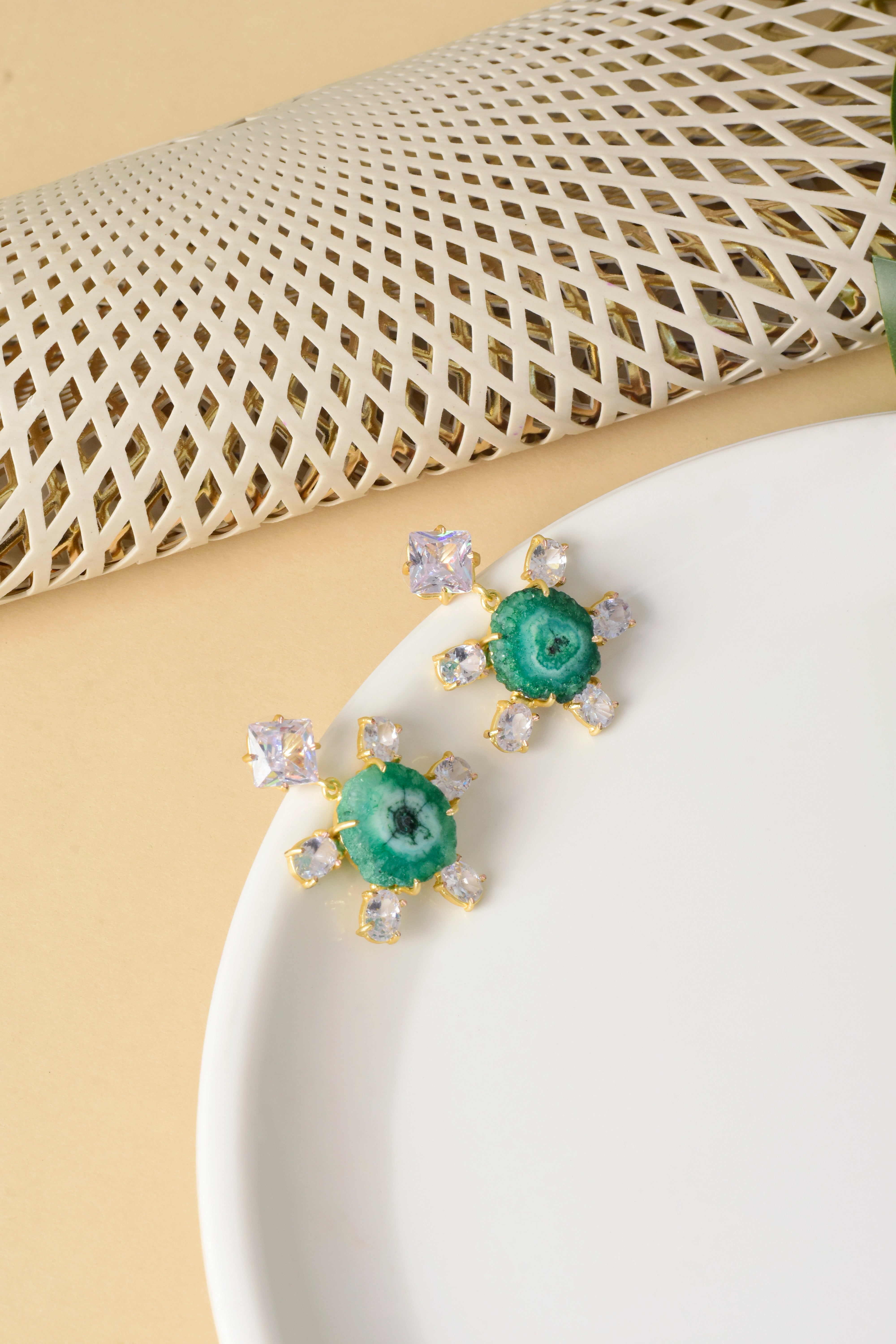 Emerald Slice Statement Earrings